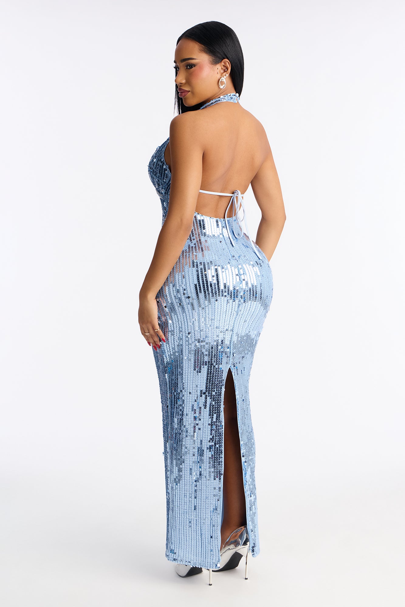Glam Girl Sequin Gown - Light Blue