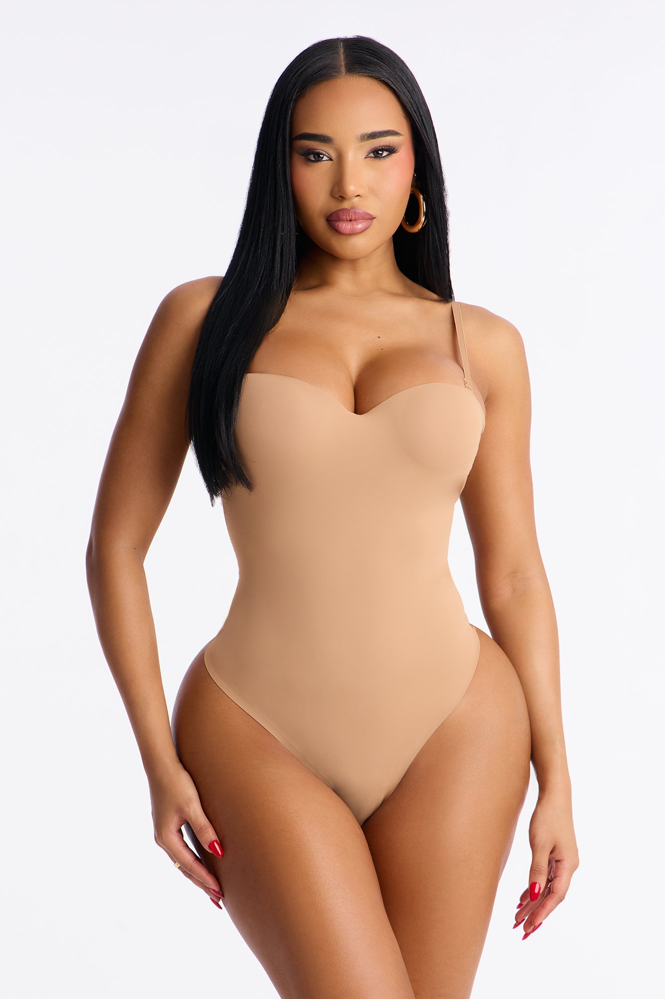 Josie Padded Sweetheart Neck Spaghetti Strap Bodysuit - Mocha