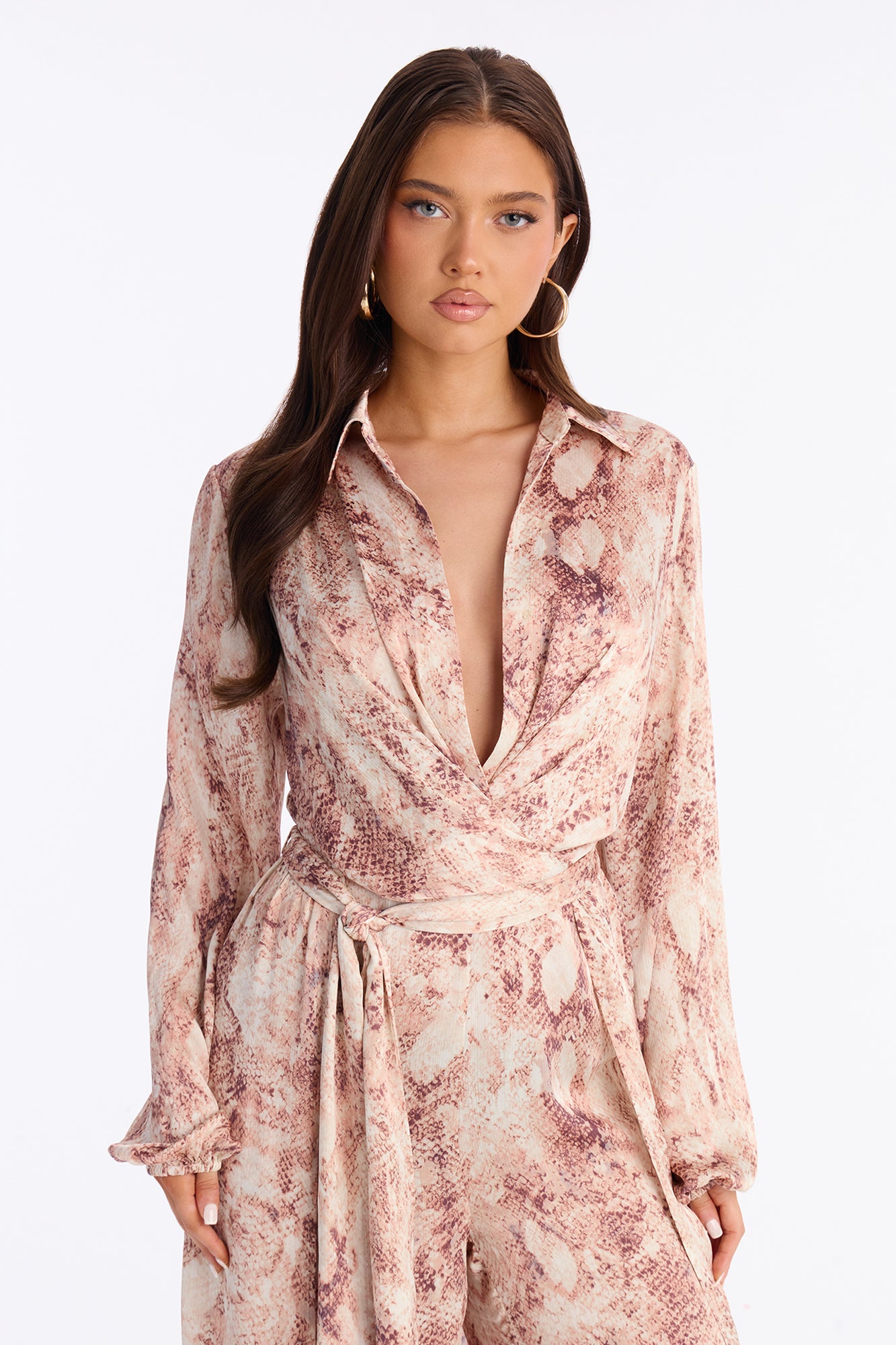 Stassi Snake Print Wide Leg Jumpsuit - Pink
