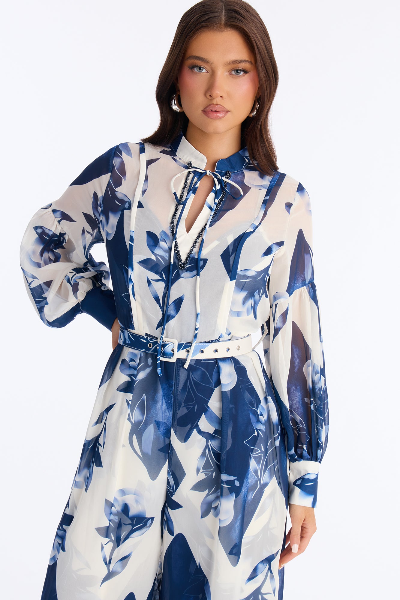 Paula Floral Wide Leg Jumpsuit - Blue