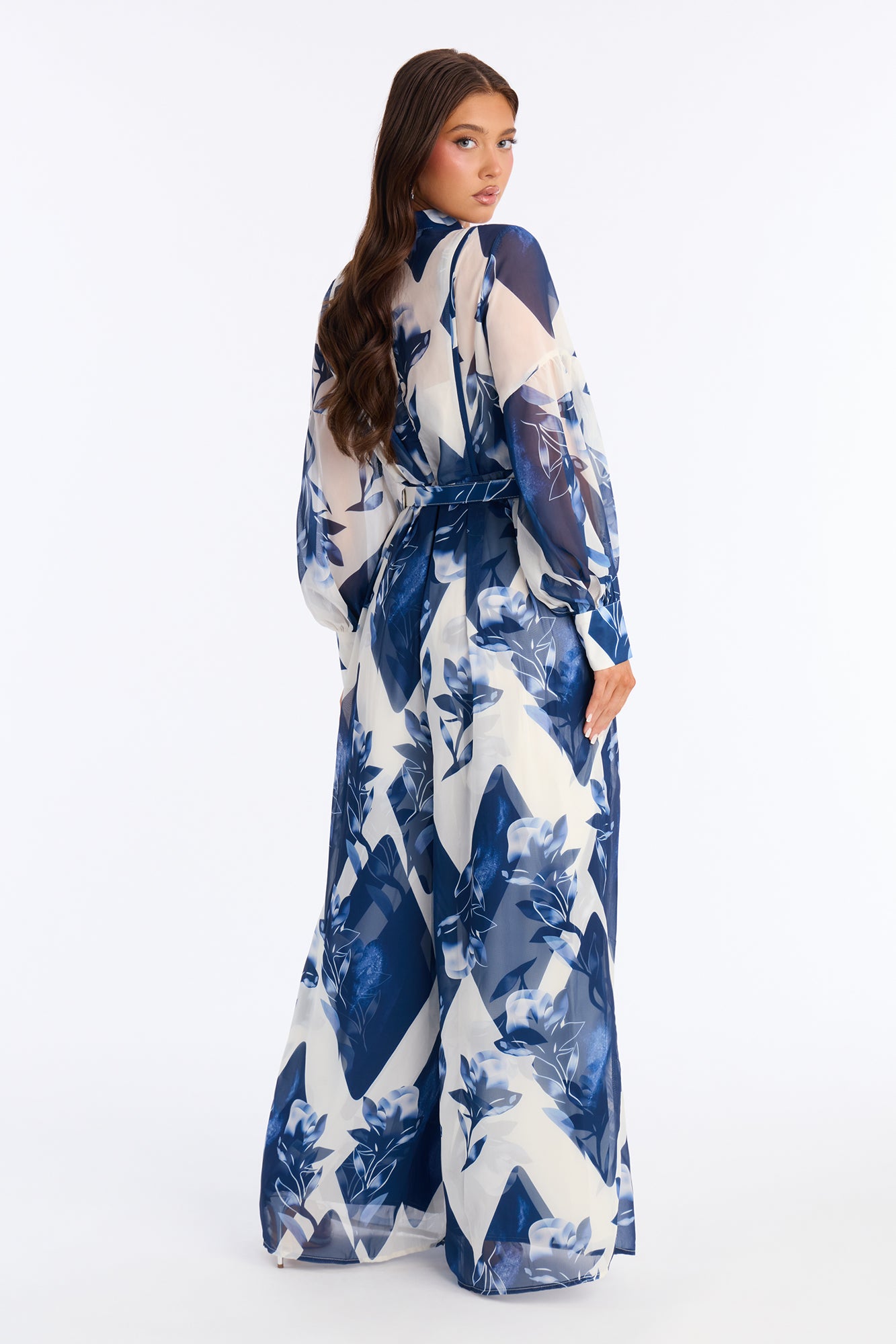 Paula Floral Wide Leg Jumpsuit - Blue