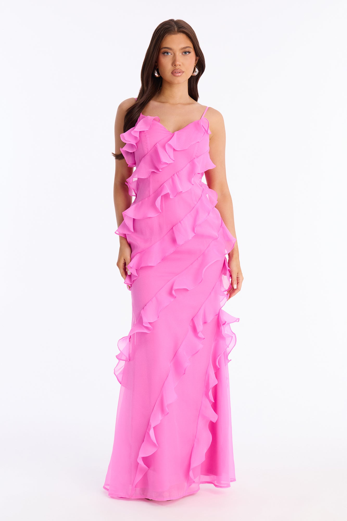 Alina Ruffle Gown - Pink
