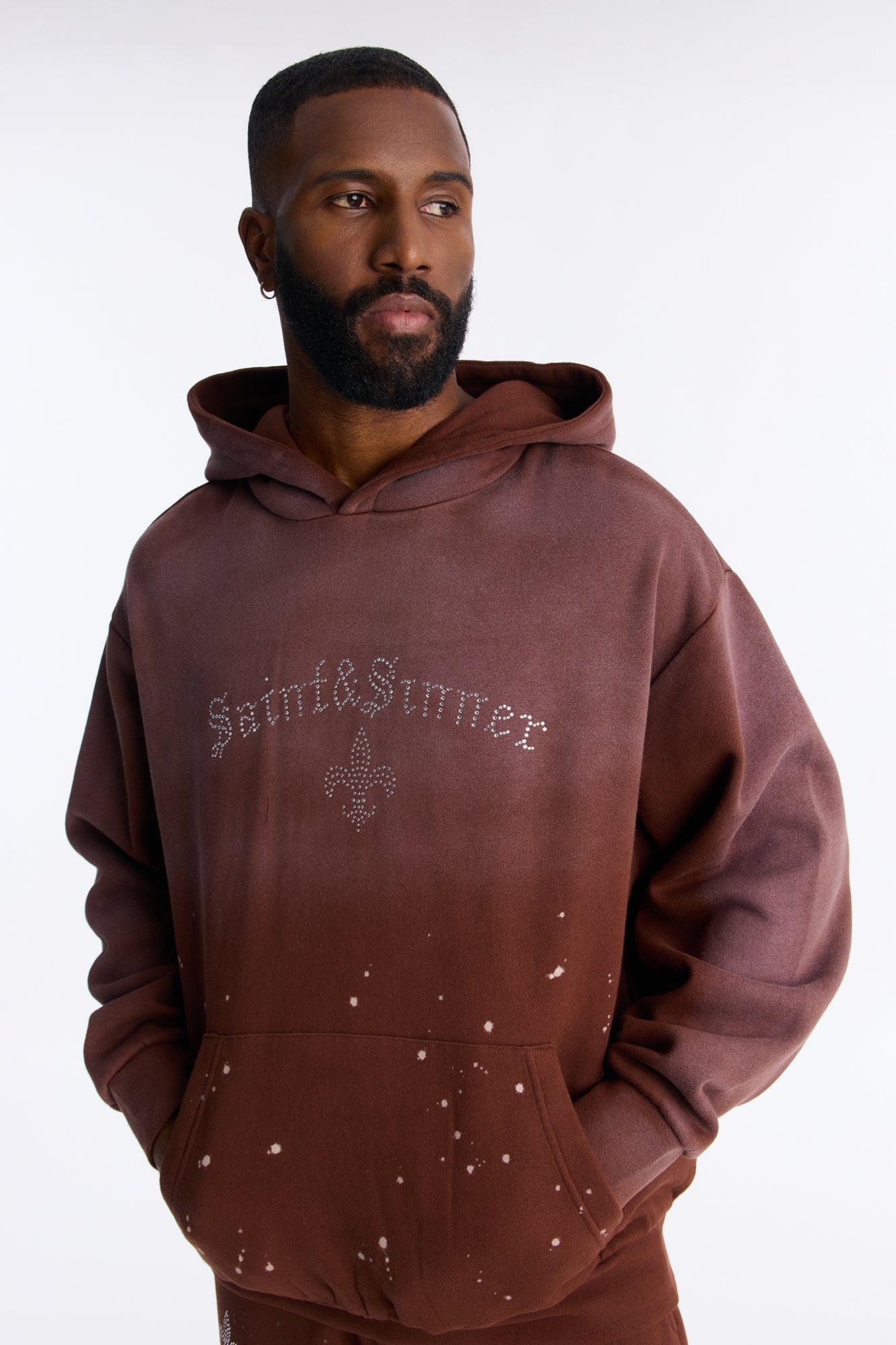 Saints And Sinners Distressed Hoodie - Brown