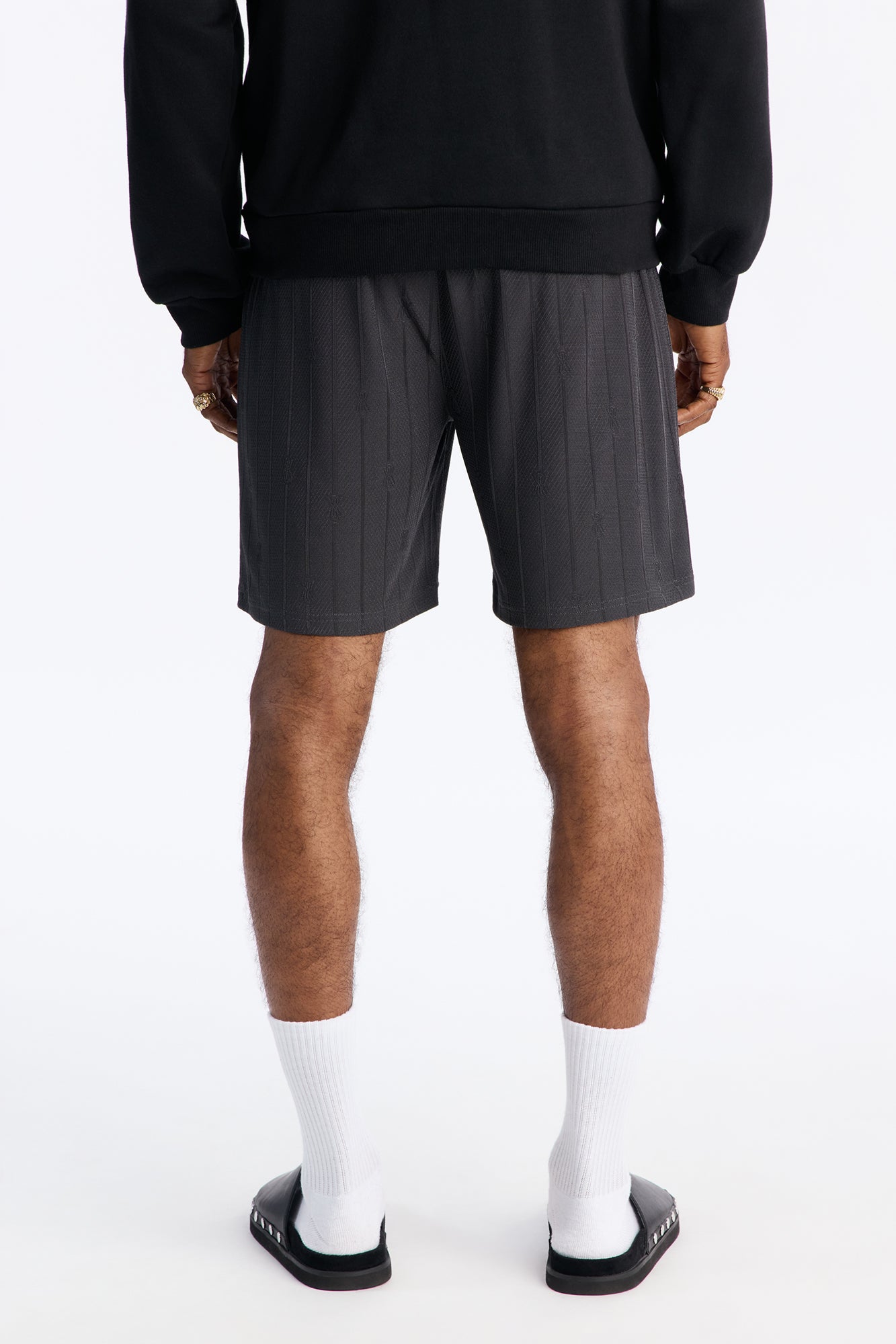 Striped Heritage Jacquard Short - Charcoal