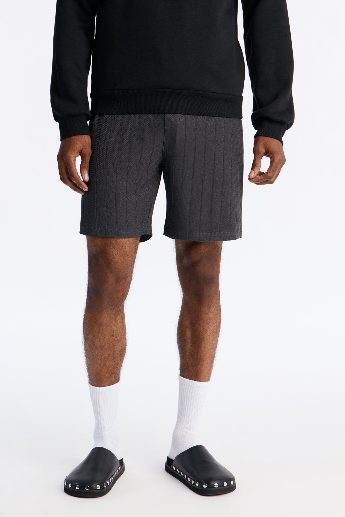 Striped Heritage Jacquard Short - Charcoal