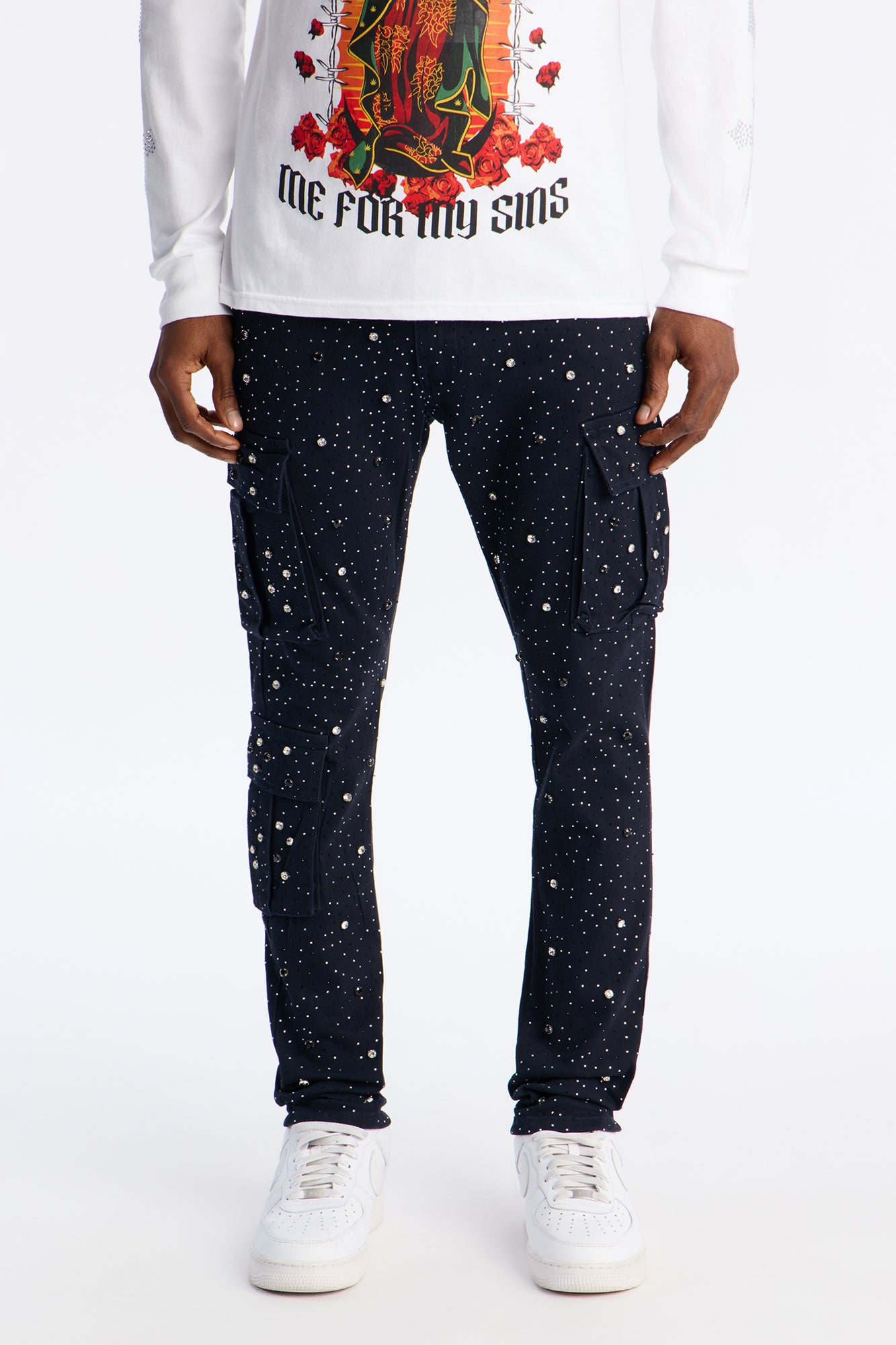 Skinny Prosperity Drip Embellished Pant - Blue