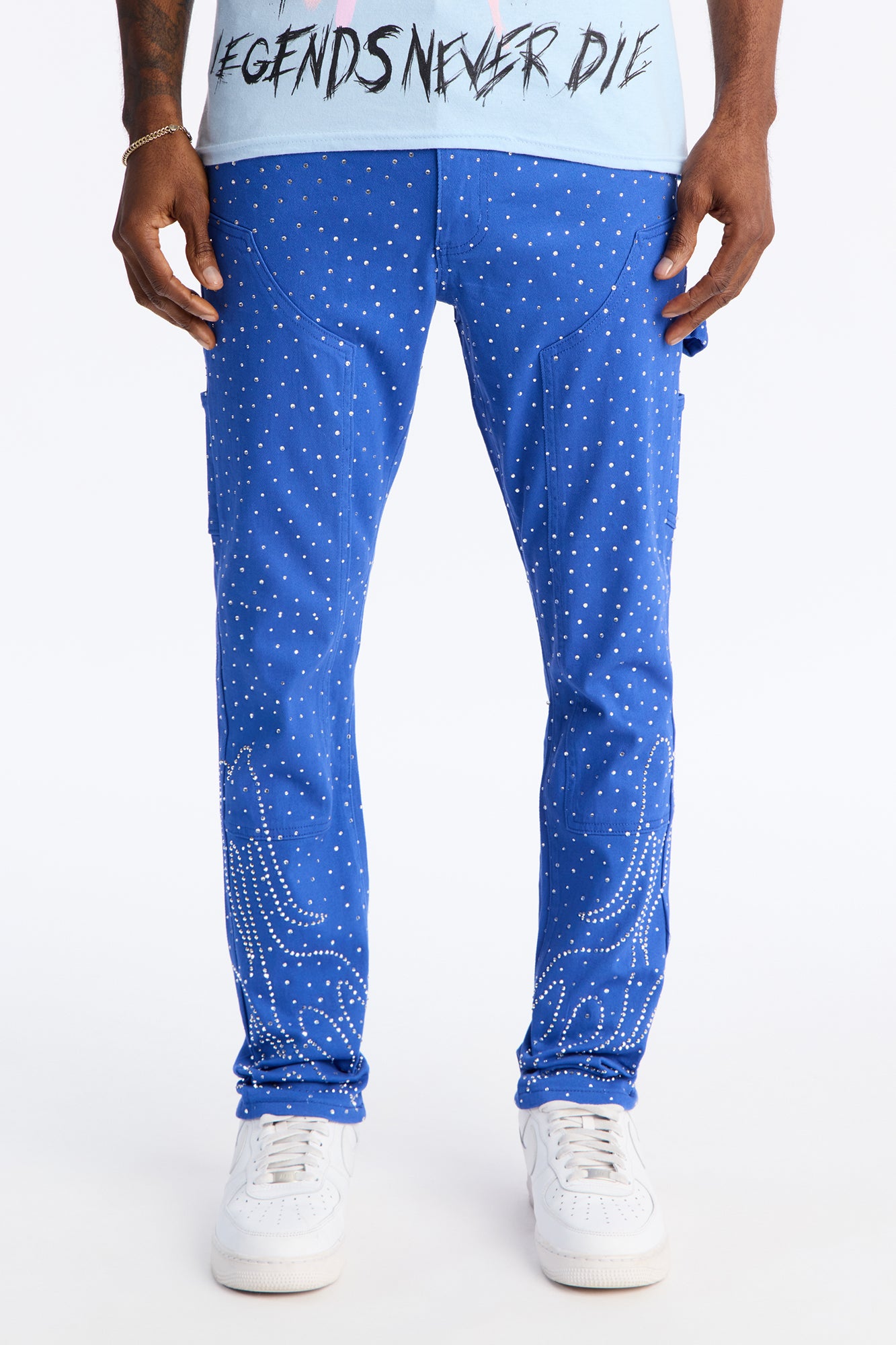 Skinny Inferno Embellished Pant - Blue