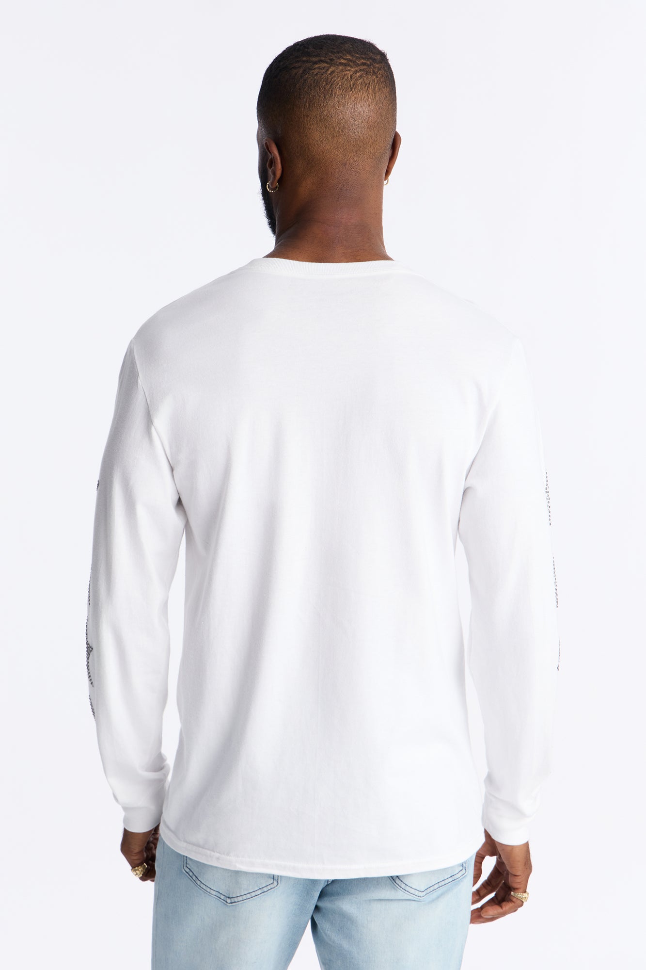 Saint Star Of The Show Rhinestone Long Sleeve Tee - White