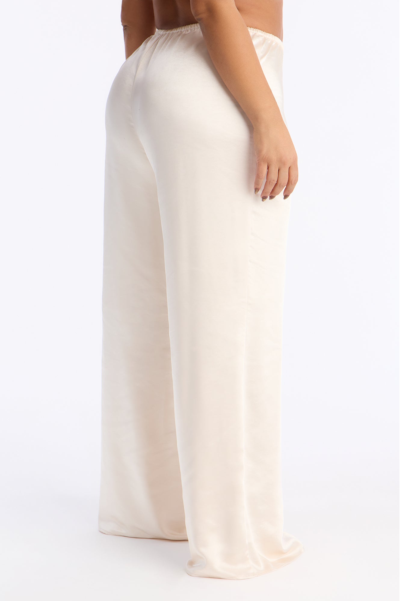 Luxurious Living Pull On Satin Wide Leg Pant 33″ - Cream