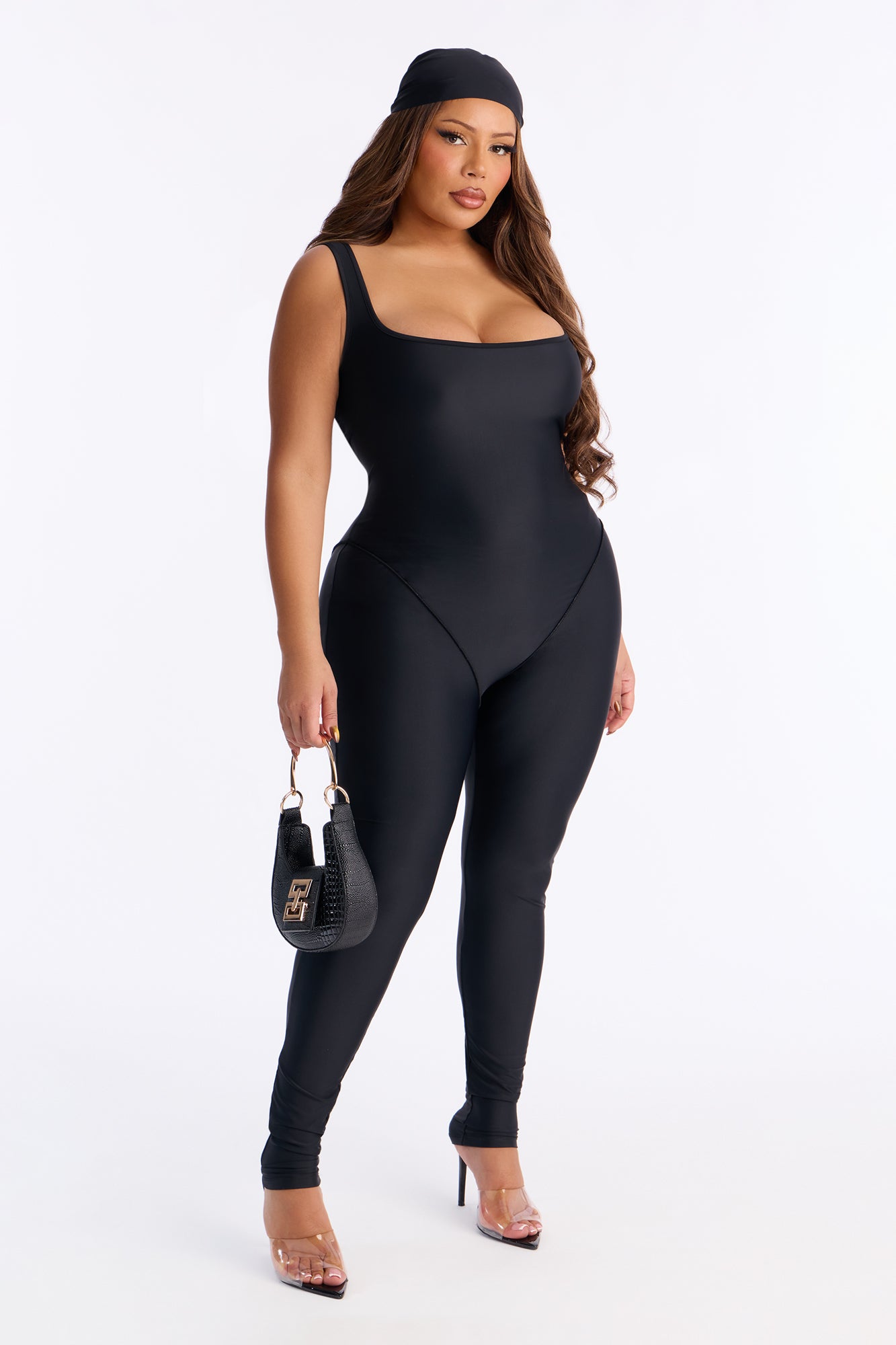 Sia Catsuit And Head Scarf 2 Piece Set - Black