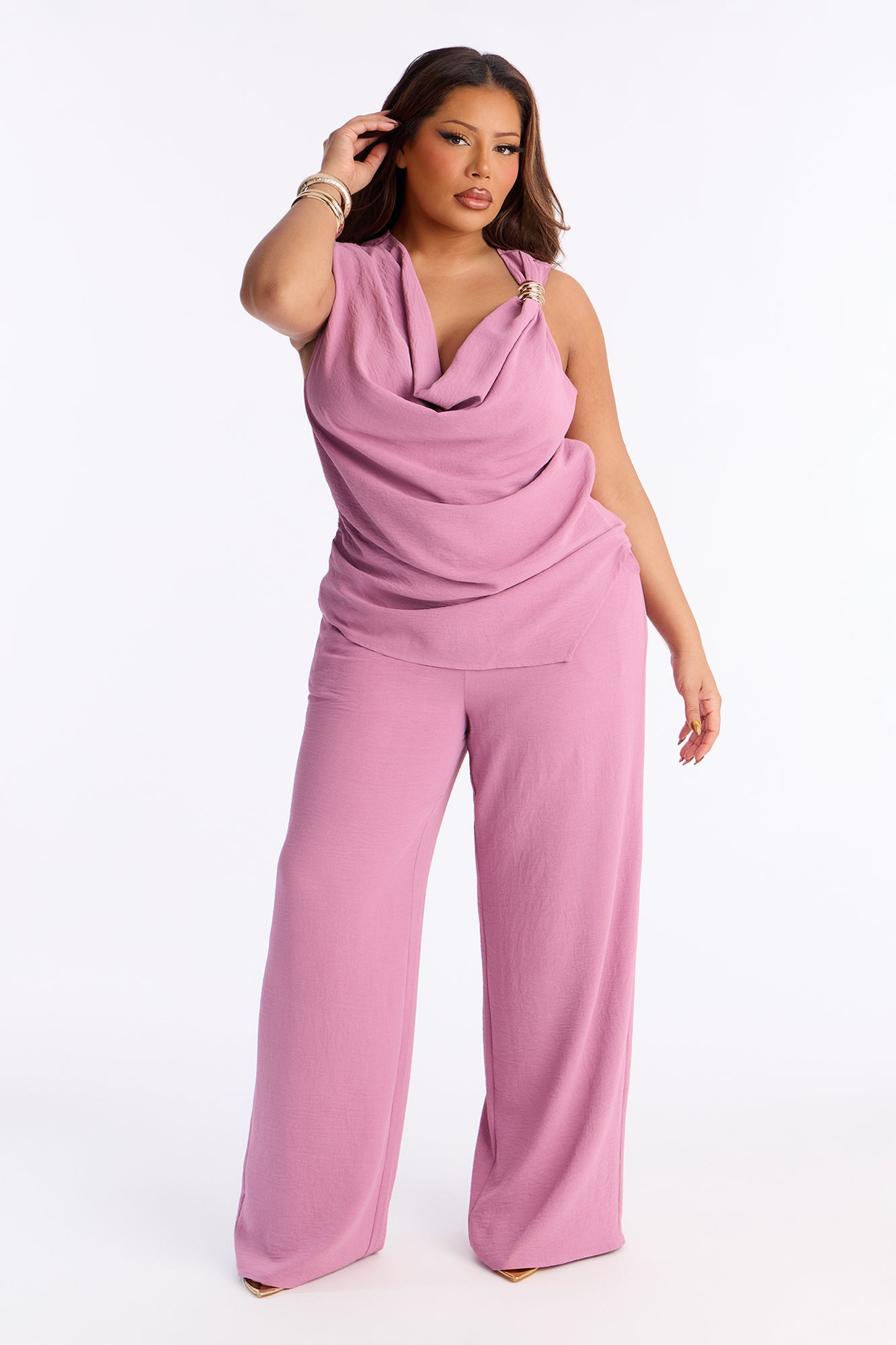 Danielle Off Shoulder Pant Set - Lavender