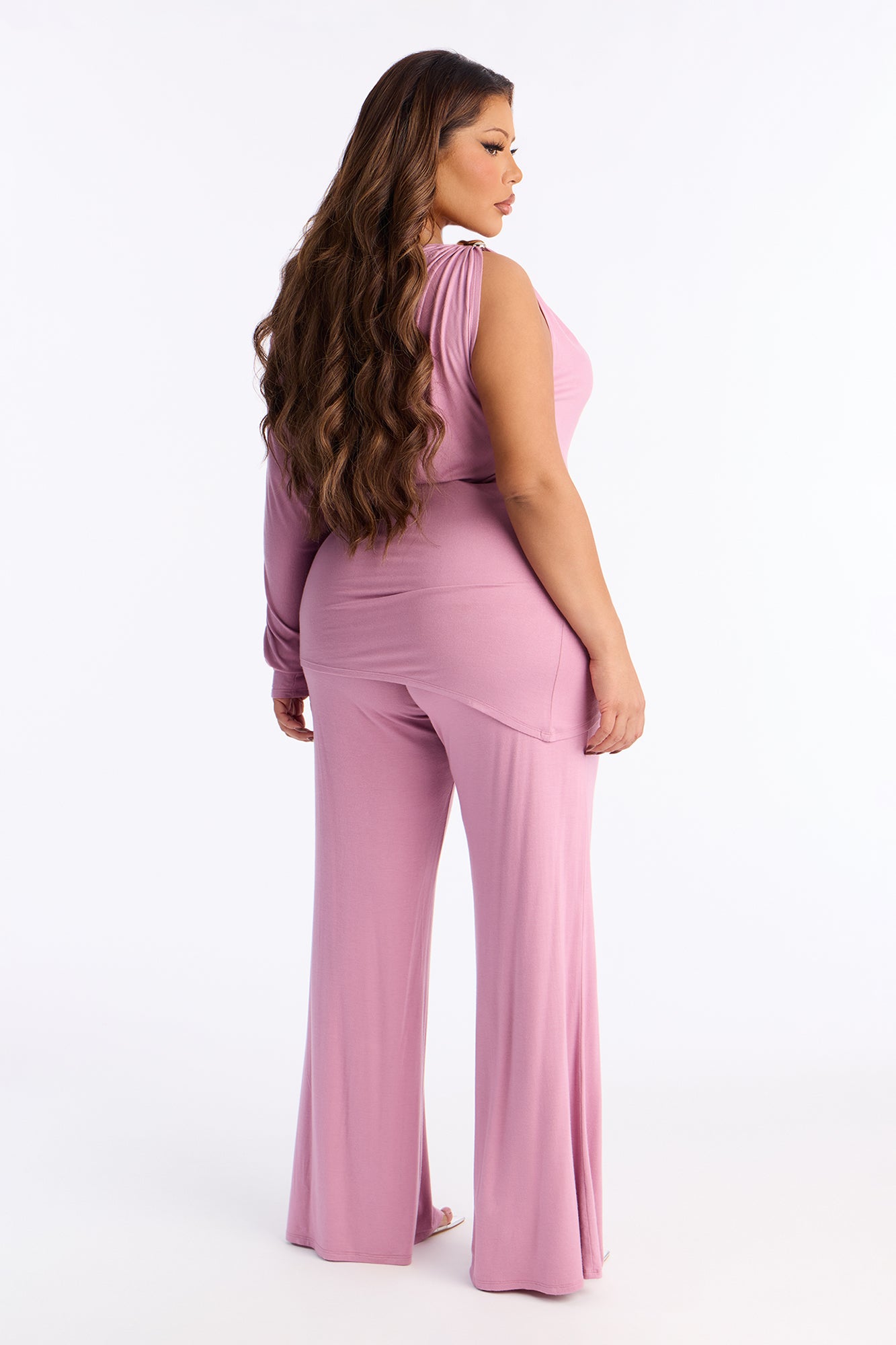 Best Decision One Shoulder Pant Set - Mauve