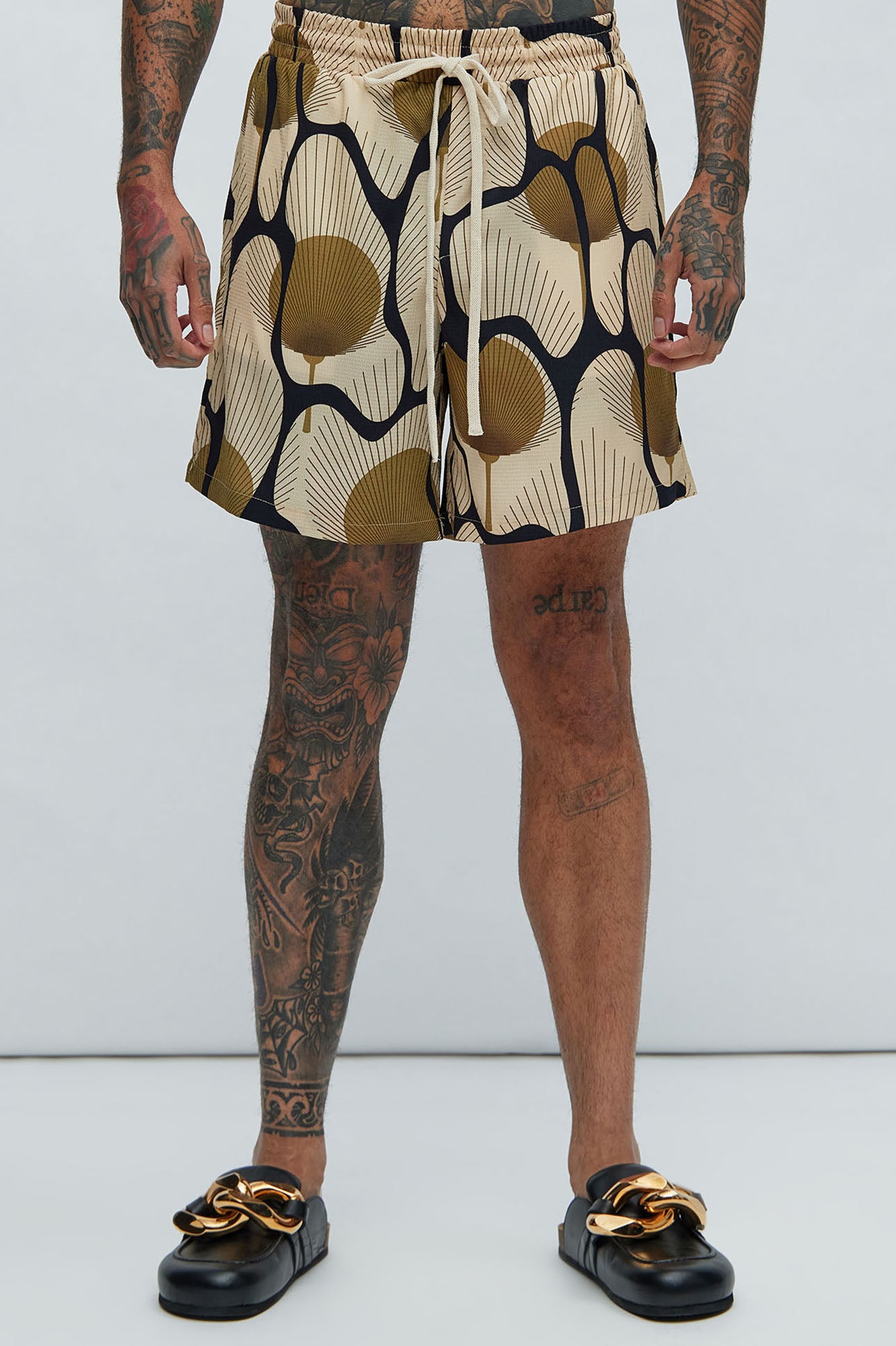 Sahara Textured Warmup Shorts - Tan/Multi
