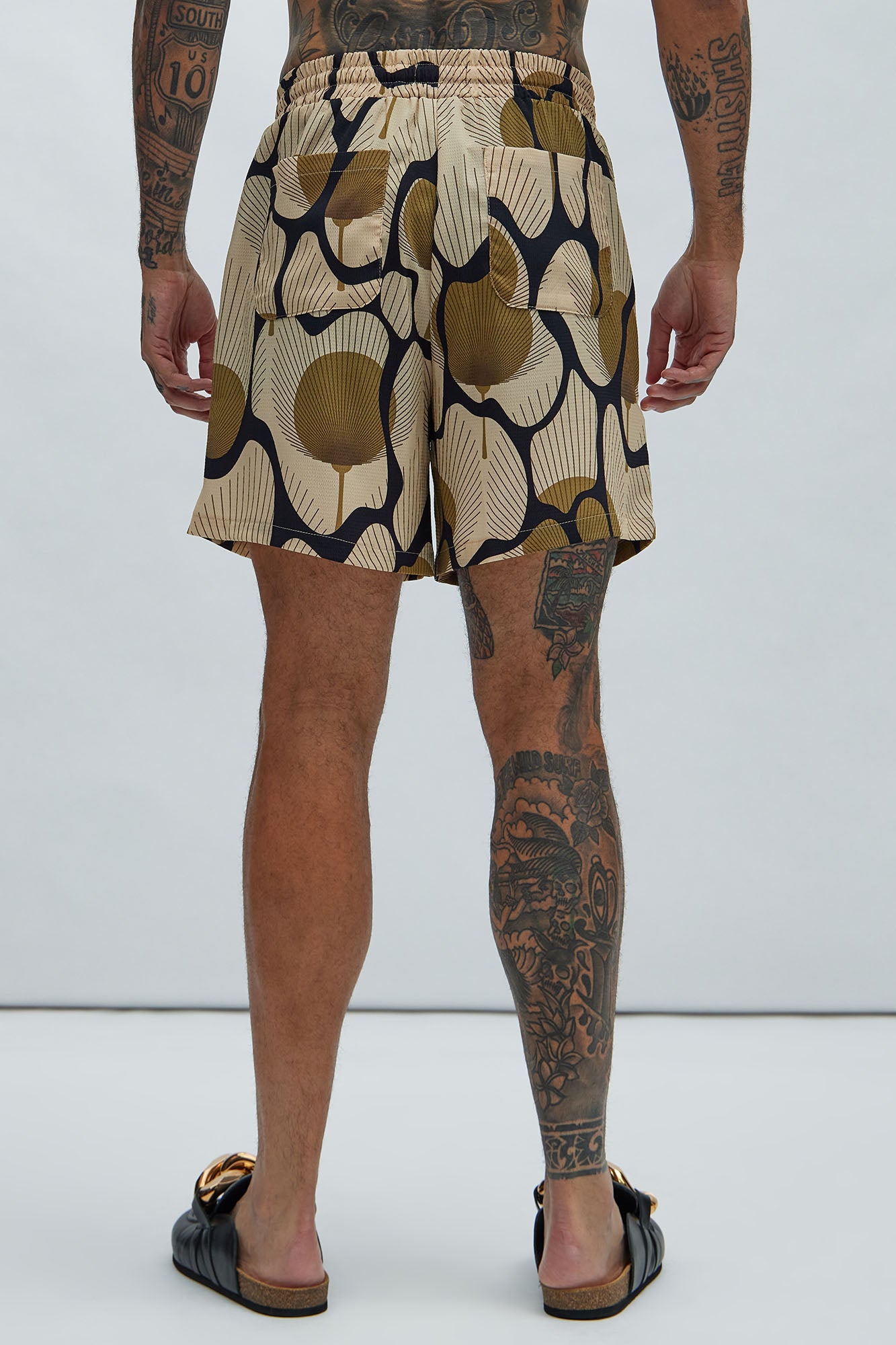 Sahara Textured Warmup Shorts - Tan/Multi