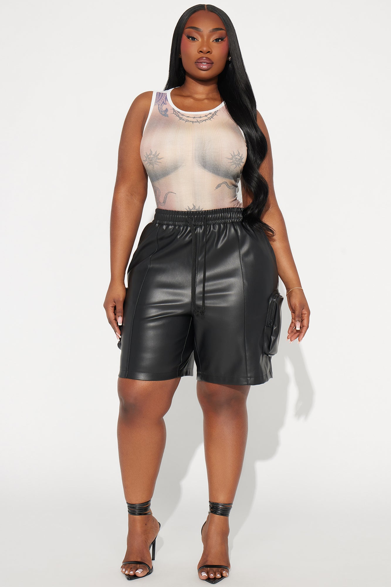 Rebellious Faux Leather Bermuda Short - Black