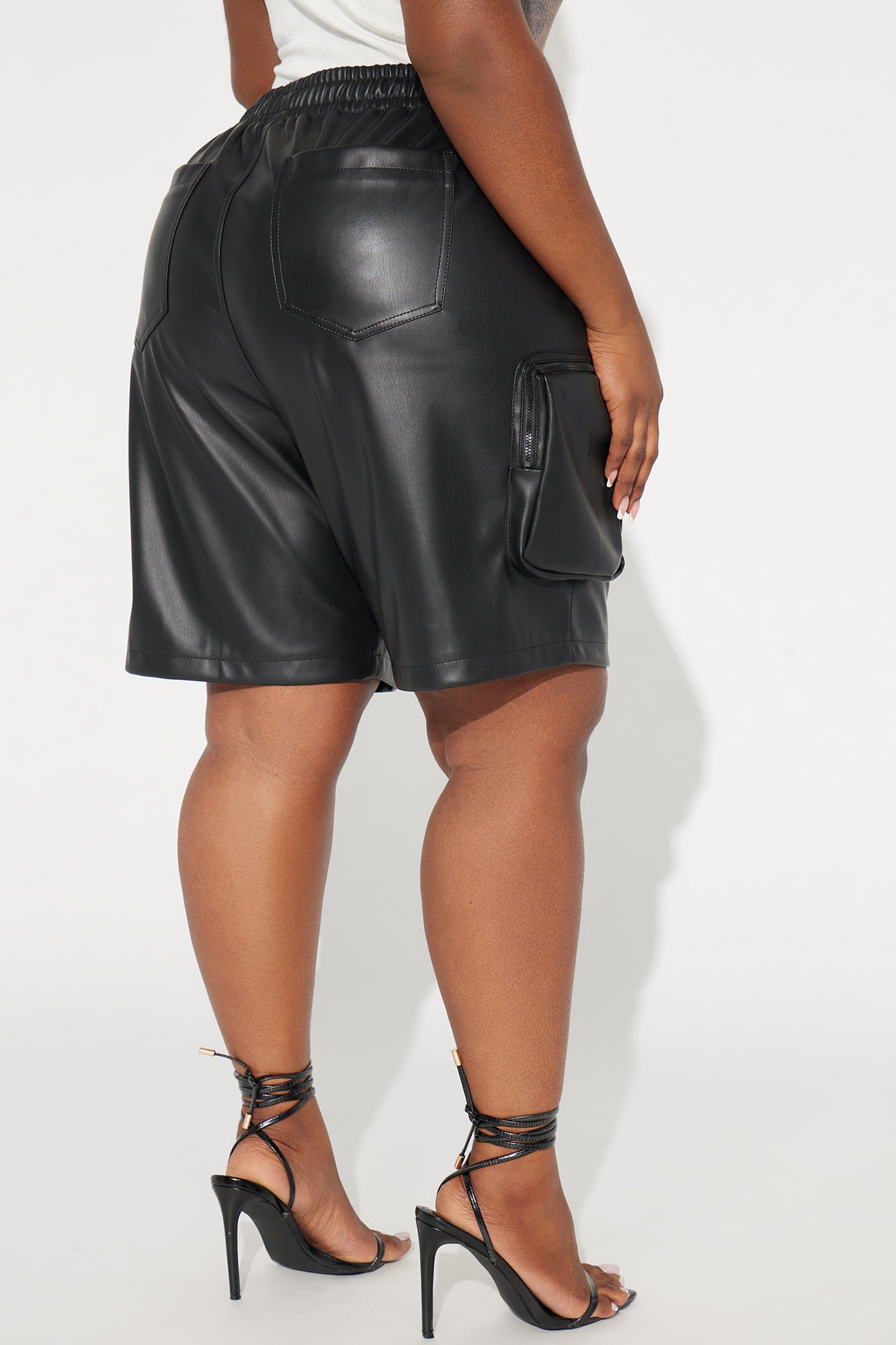 Rebellious Faux Leather Bermuda Short - Black