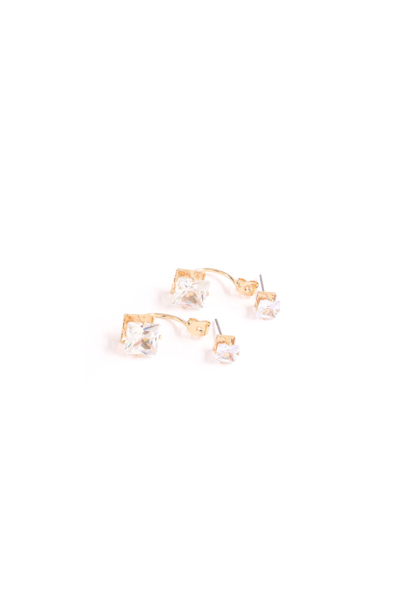 Simplicity Rhinestone Stud Earrings - Gold