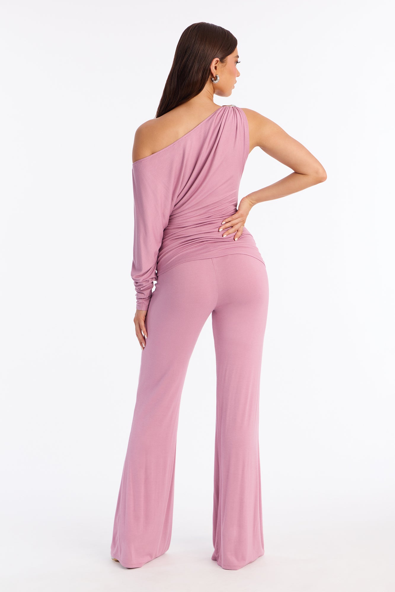 Best Decision One Shoulder Pant Set - Mauve