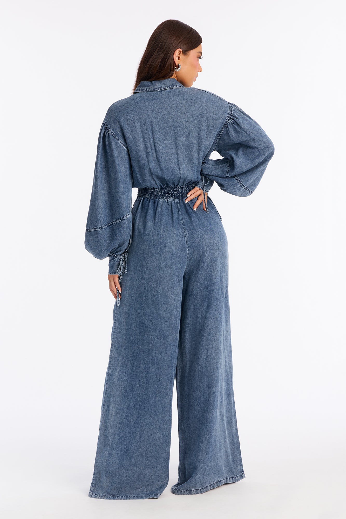 Full Effect Chambray Jumpsuit - Medium Wash