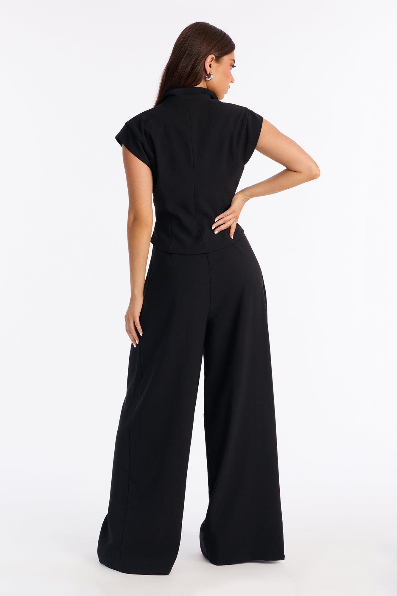 Prestige And Pleated Wide Leg Jumpsuit - Black