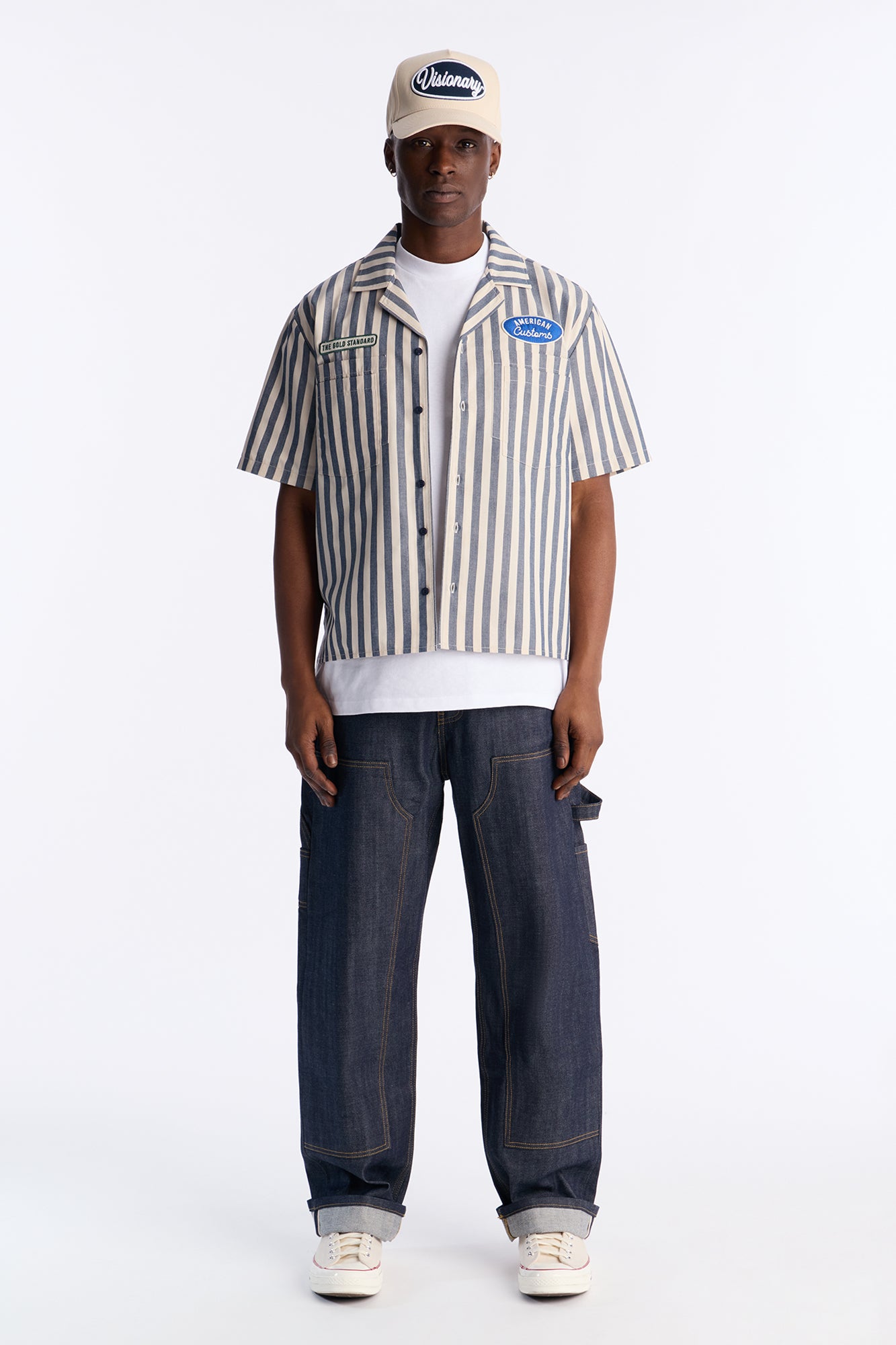 Pit Stop Mechanic Button Up Shirt - Navy