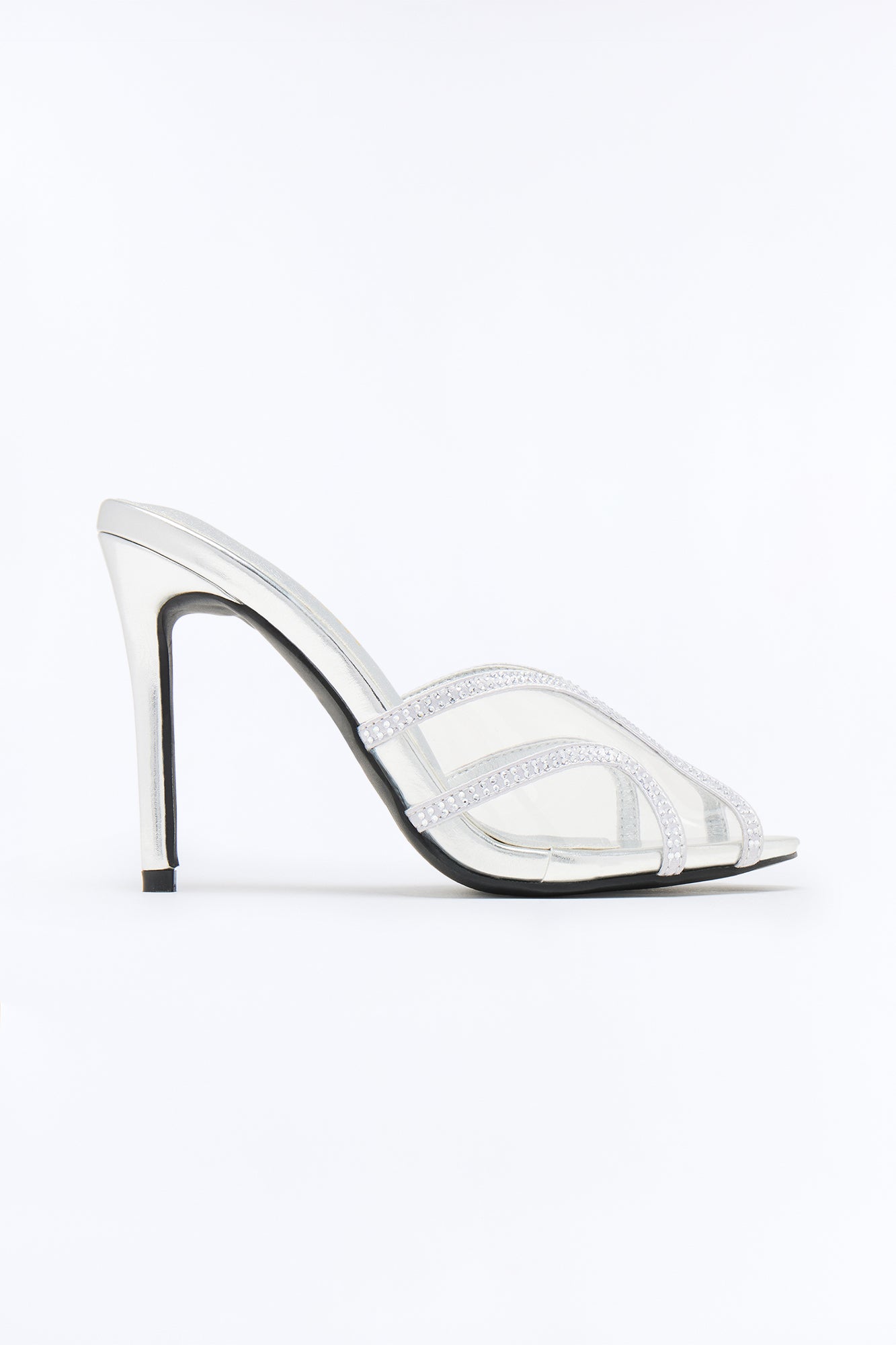 Becker Rhinestone Metallic Heels - Silver