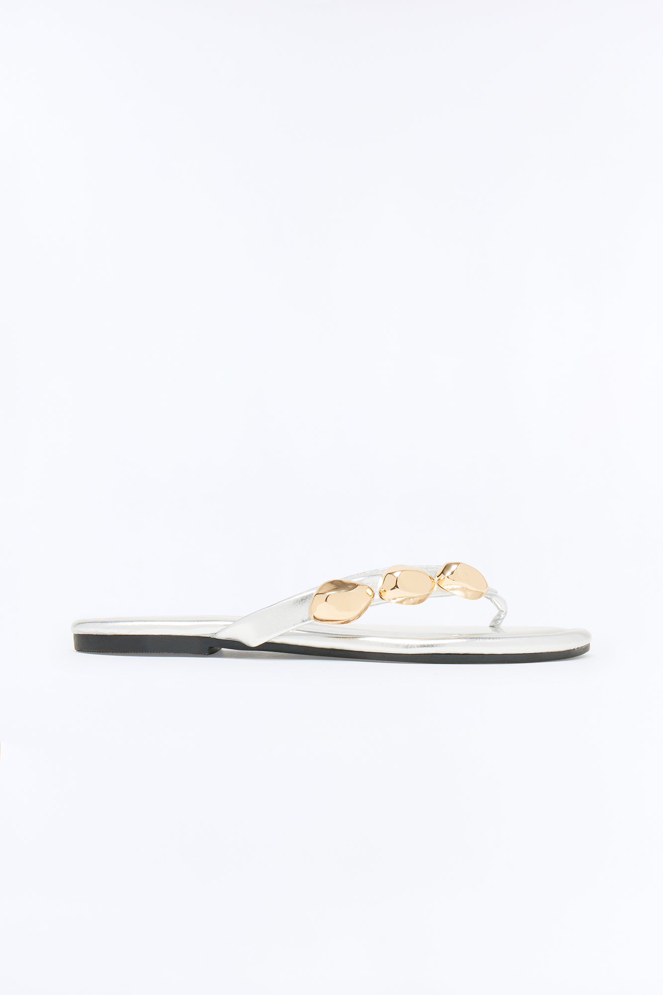 Chara Hardware Flip Flops - Silver