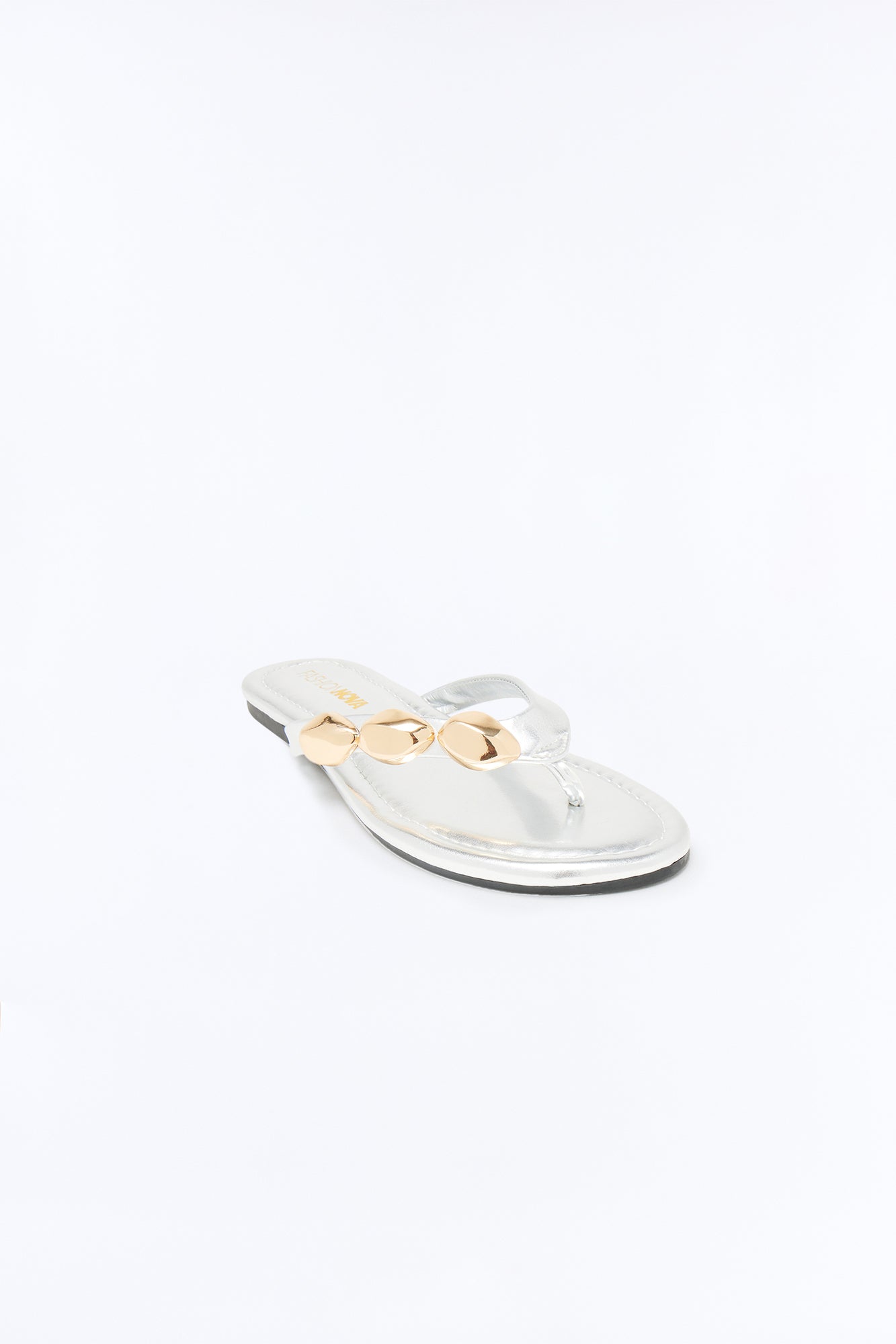 Chara Hardware Flip Flops - Silver