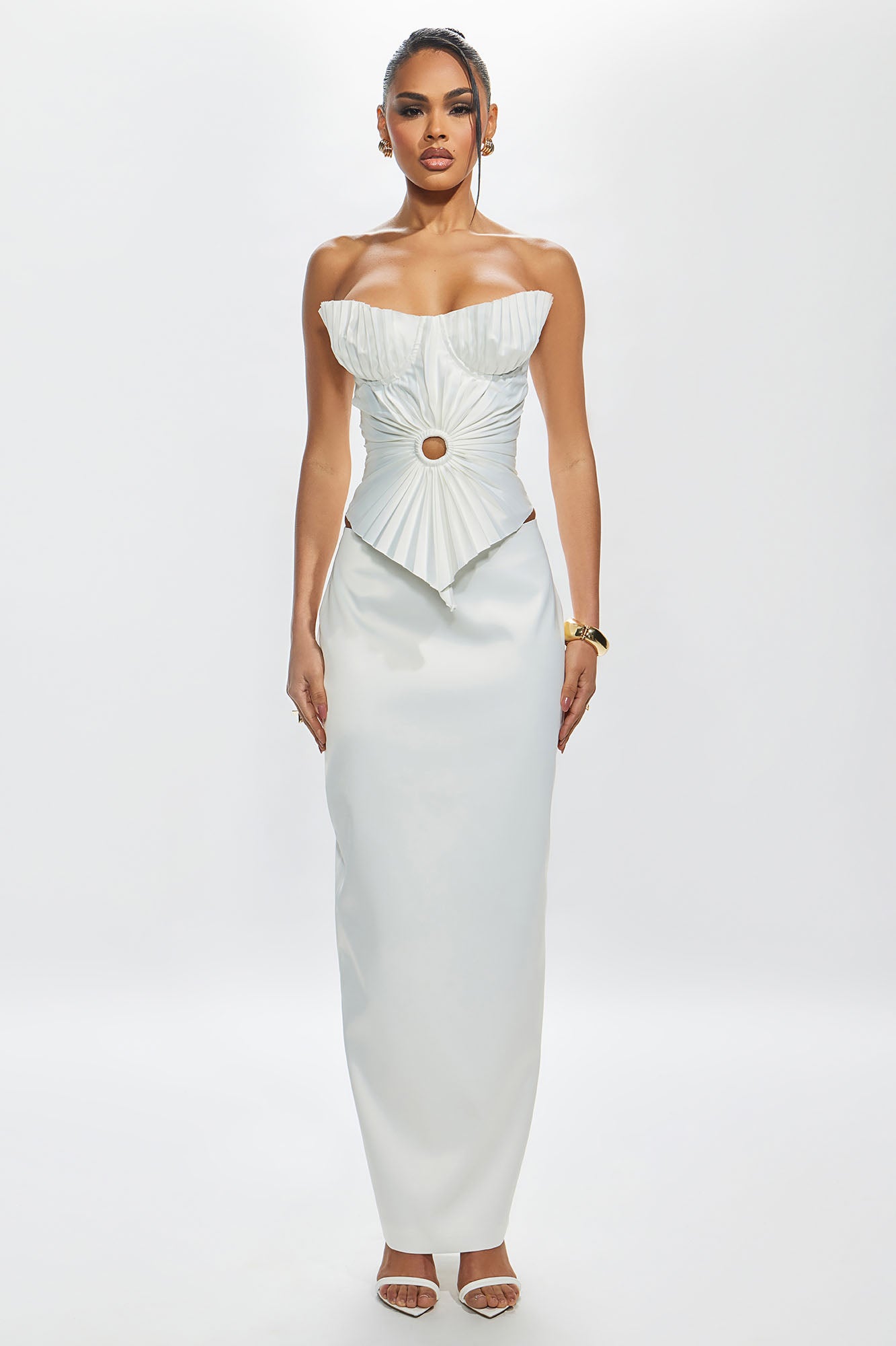 Aura Pleated Corset Top - White