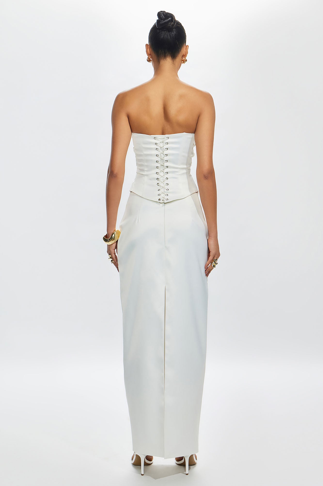 Aura Pleated Corset Top - White