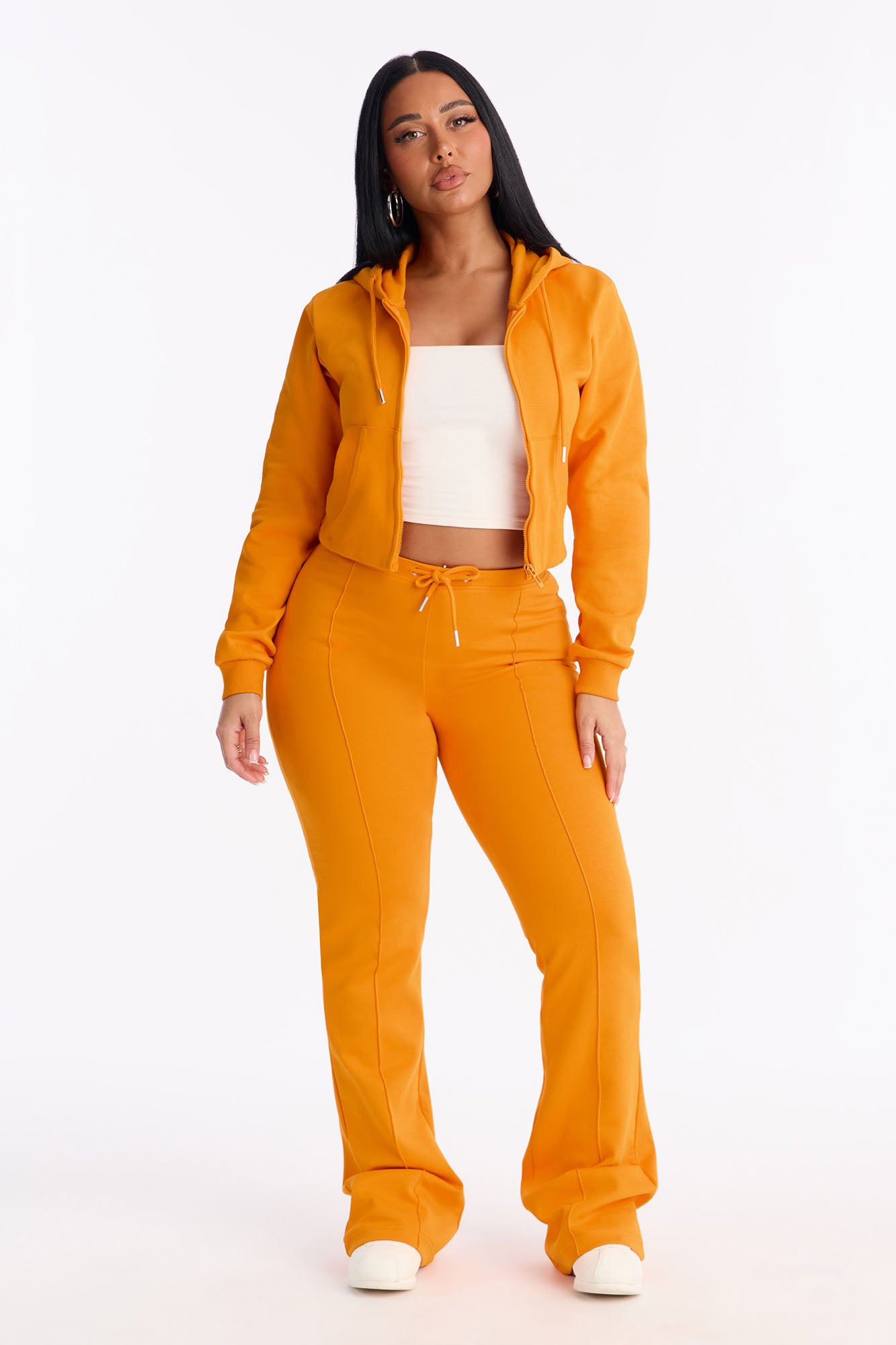 Ready To Go Zip Up Pant Set - Orange