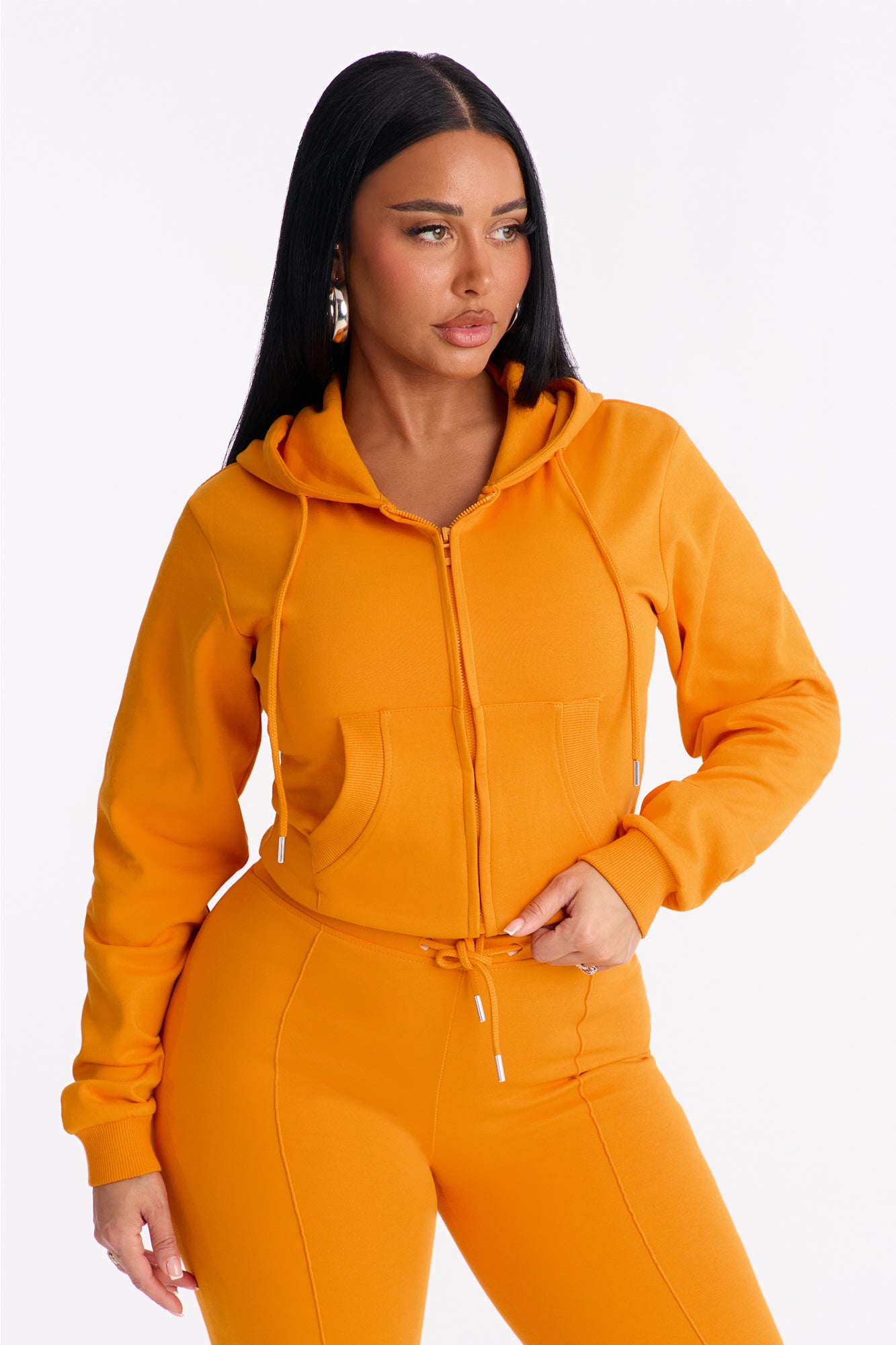 Ready To Go Zip Up Pant Set - Orange