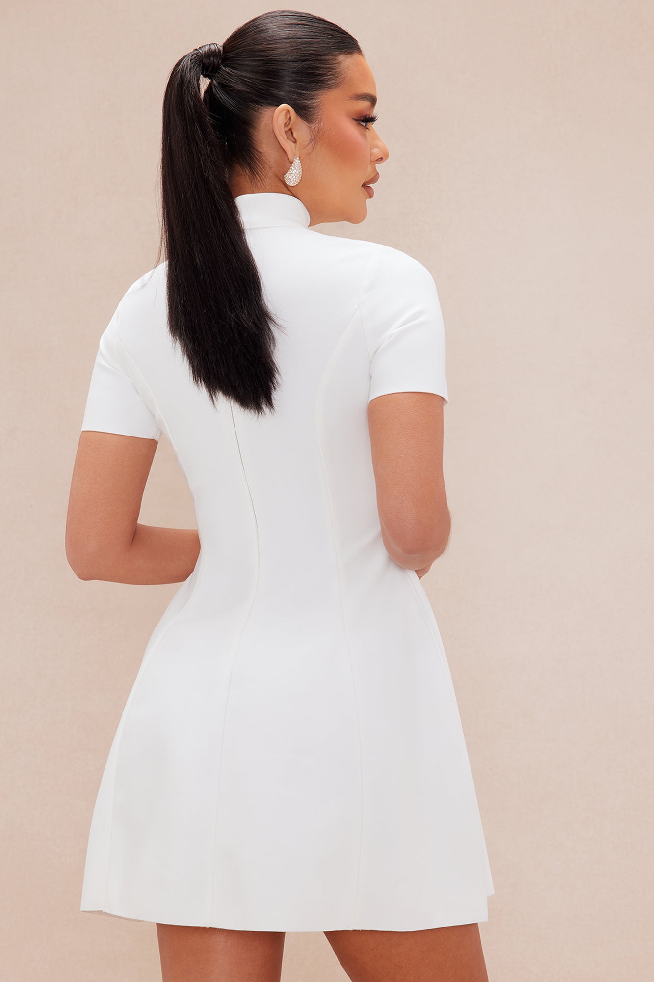 Blakely Bandage A Line Mini Dress - White