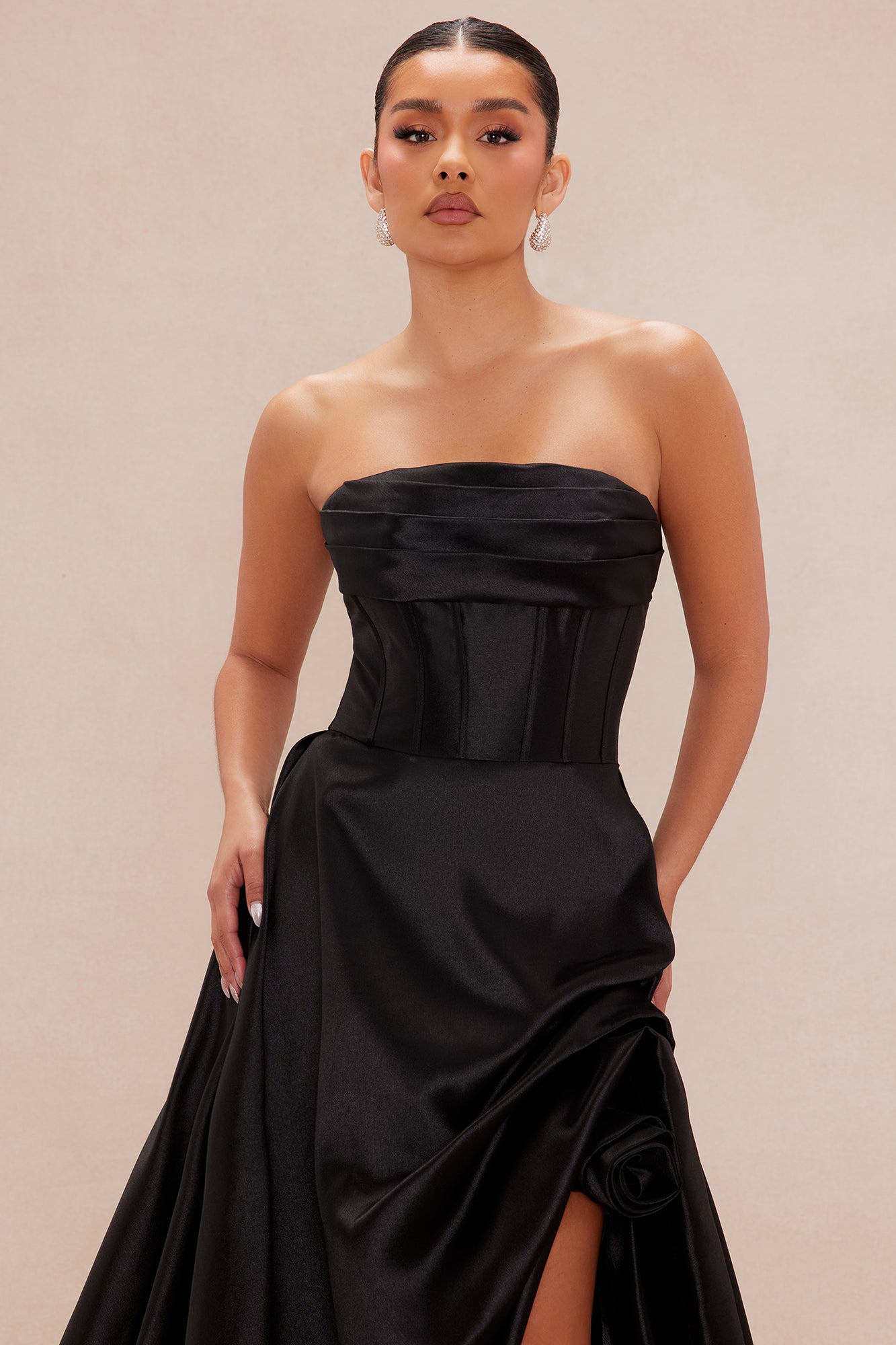 Swept Away Taffeta Gown - Black