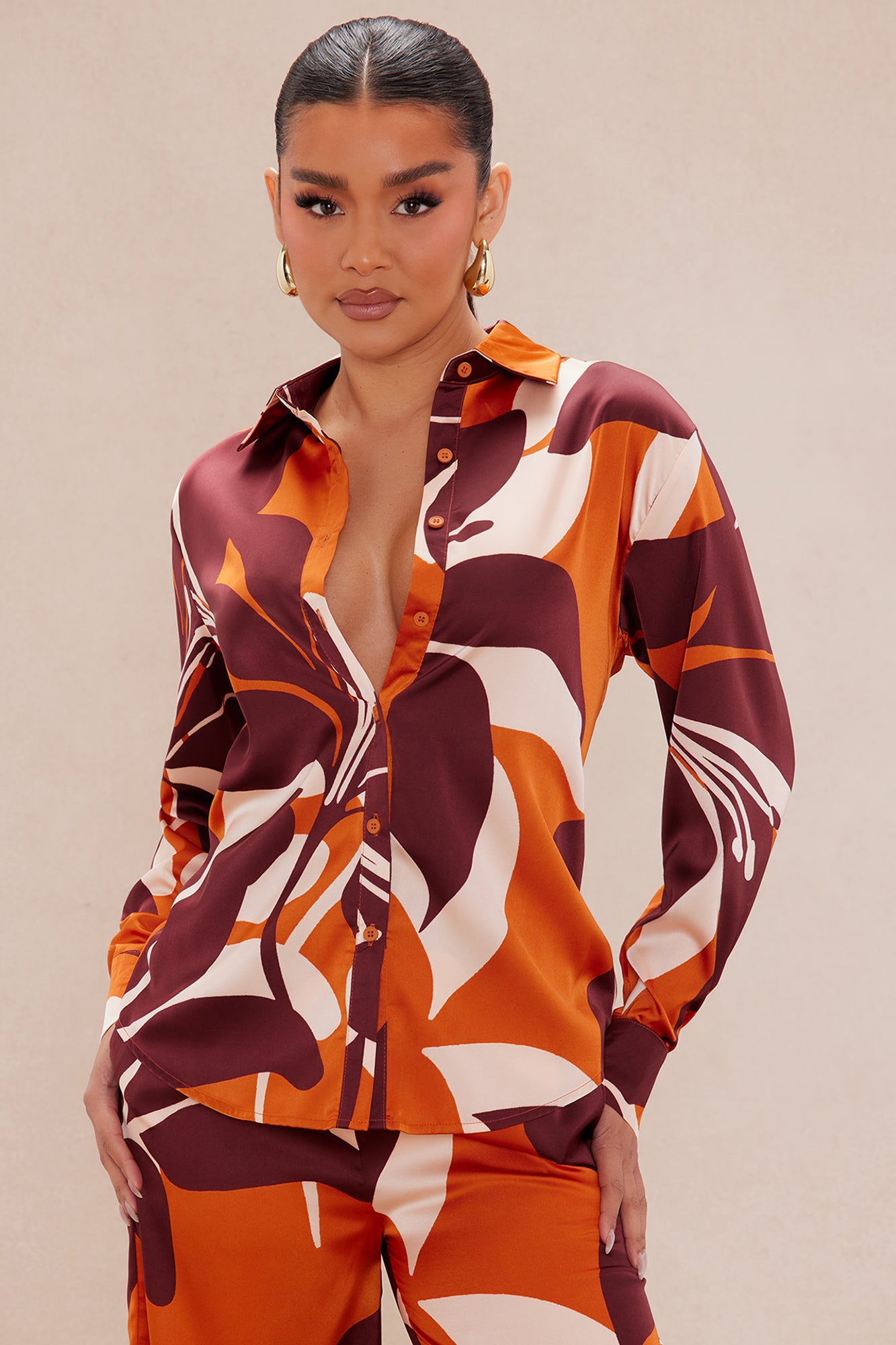 Sawyer Satin Pant Set - Rust/combo