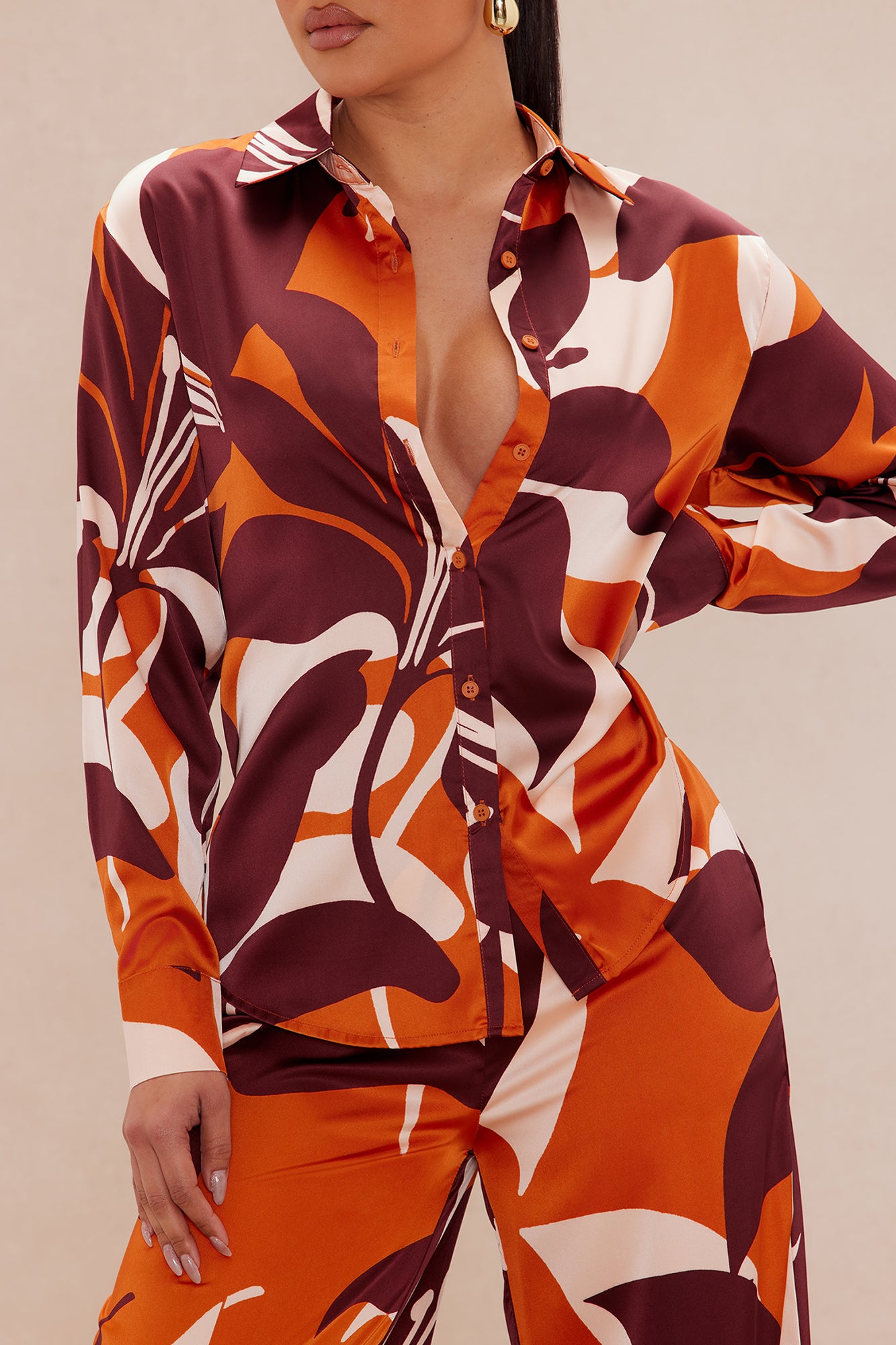 Sawyer Satin Pant Set - Rust/combo