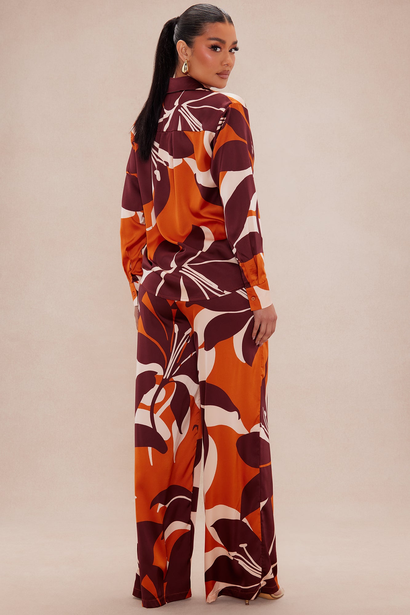 Sawyer Satin Pant Set - Rust/combo