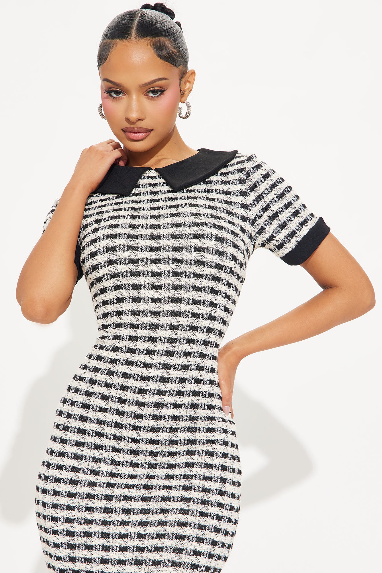 Jasmine Stretch Tweed Maxi Dress - Off White/combo