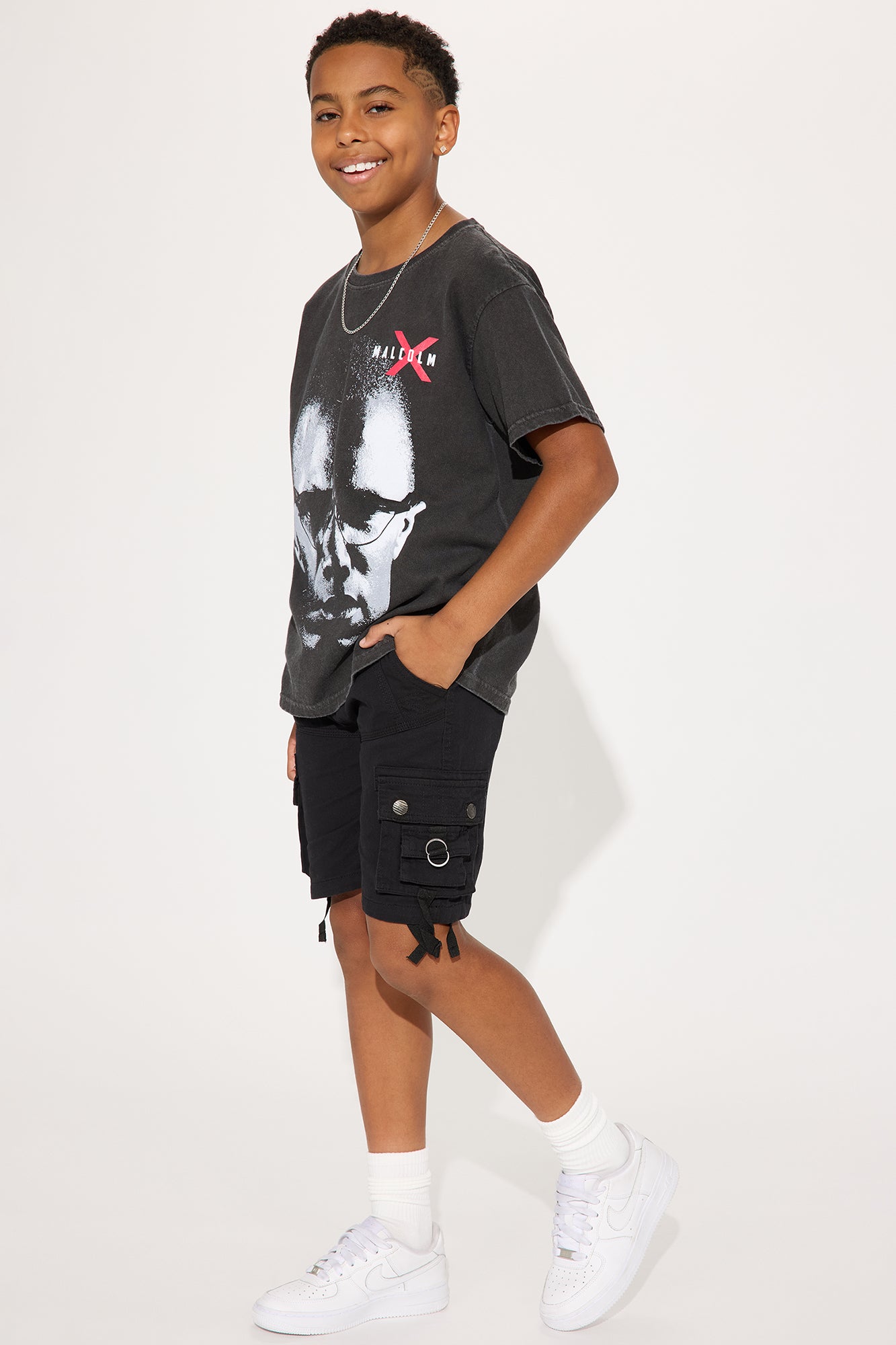 Mini Malcolm X Education Is The Passport To The Future Short Sleeve Tee - Black Wash