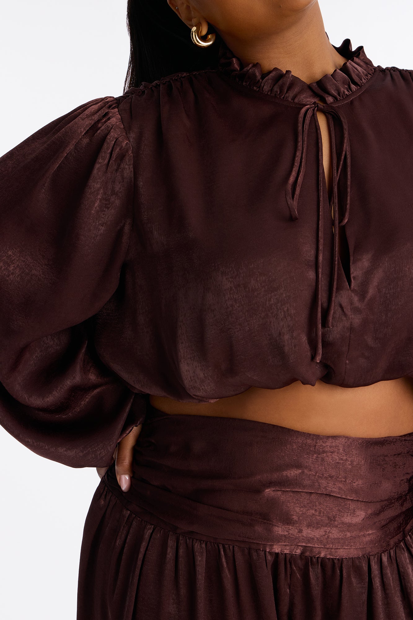 Amaya Satin Pant Set - Brown
