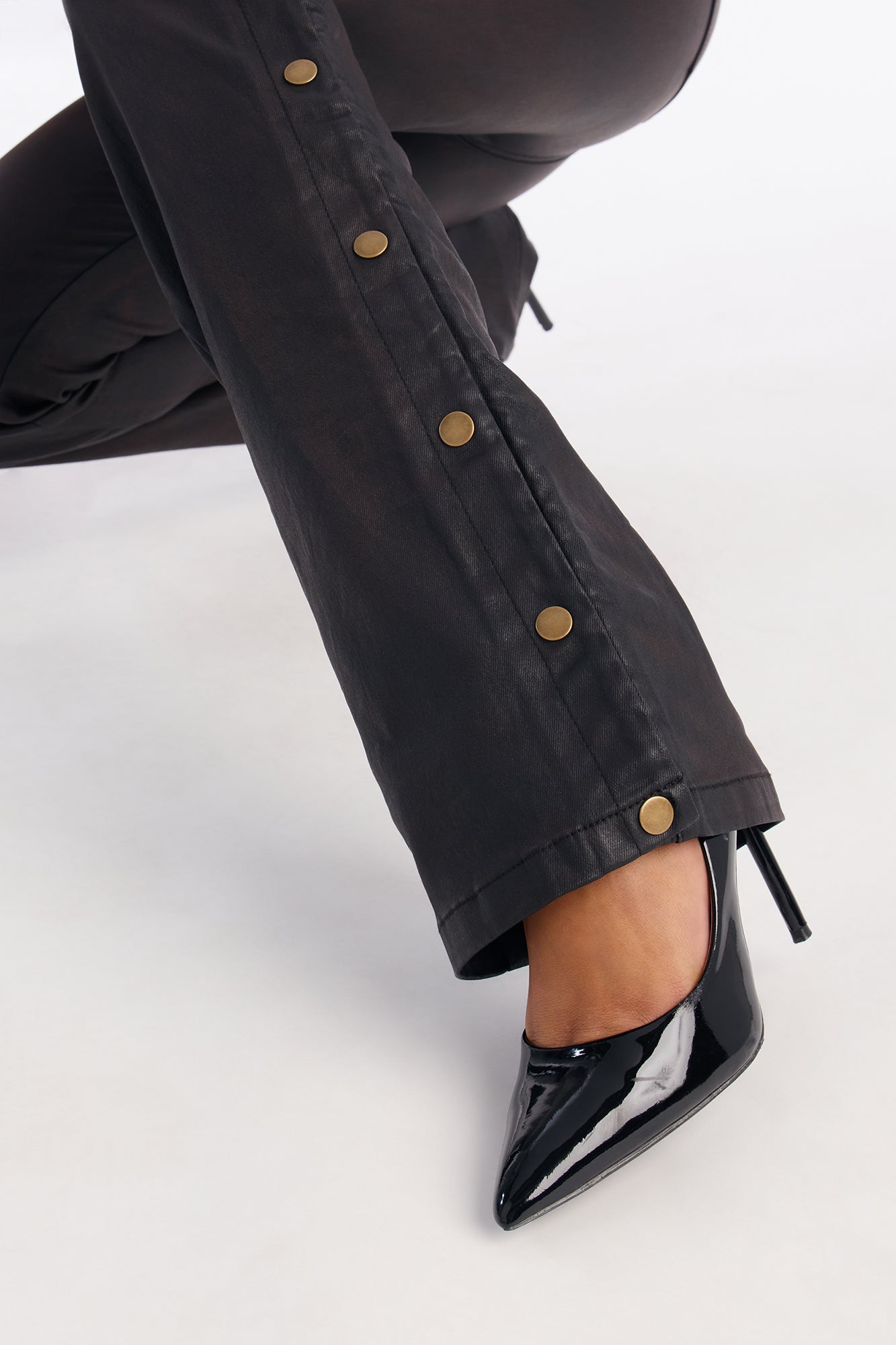 The Backbeat Coated Denim Bootcut Jeans - Black/Brown