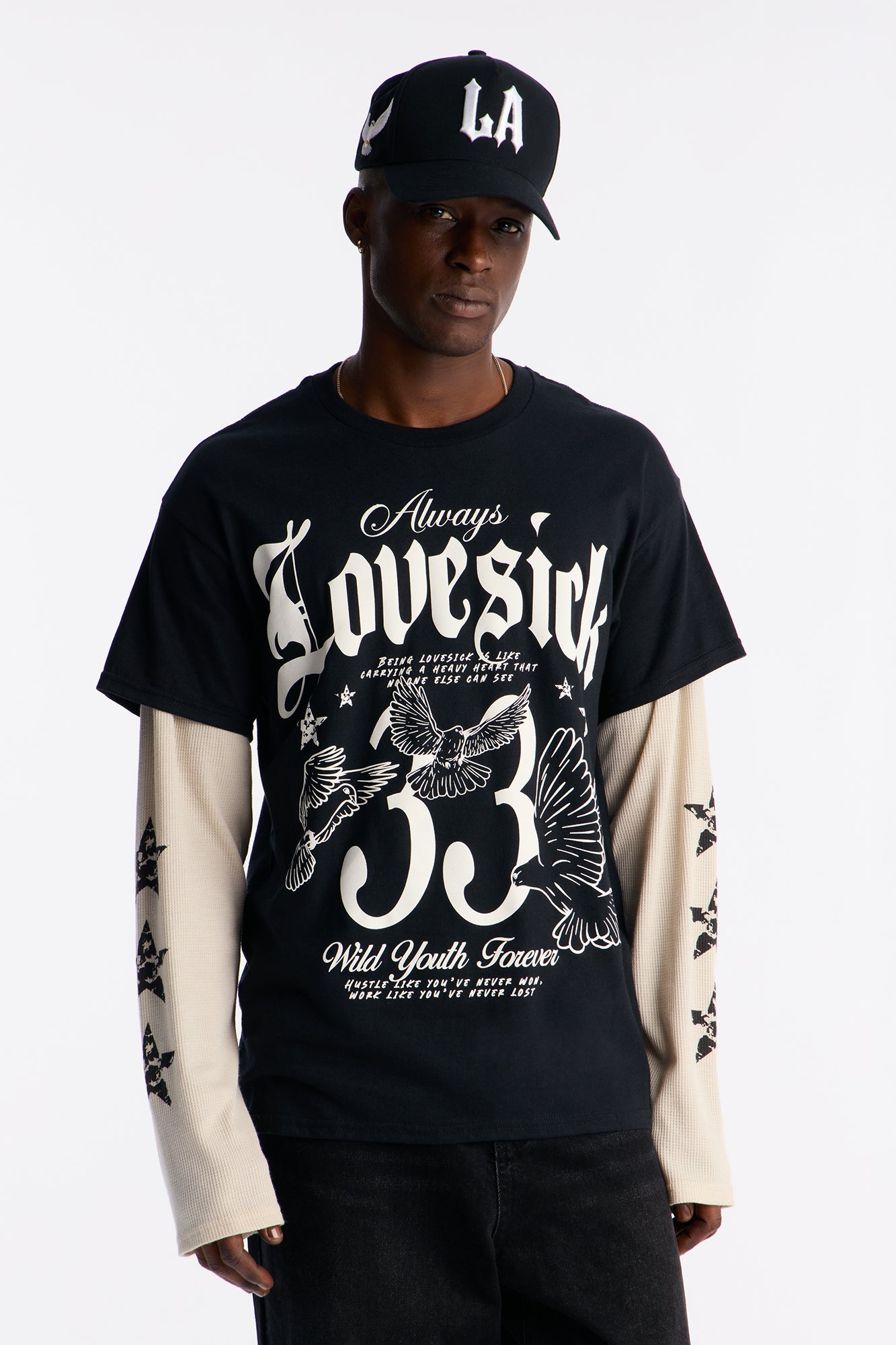 Lovesick 2fer Long Sleeve Tee - Black