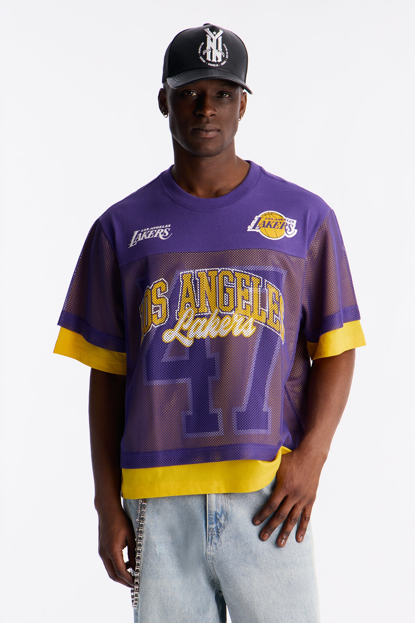 Lakers Lay Up Jersey Mesh Top - Purple