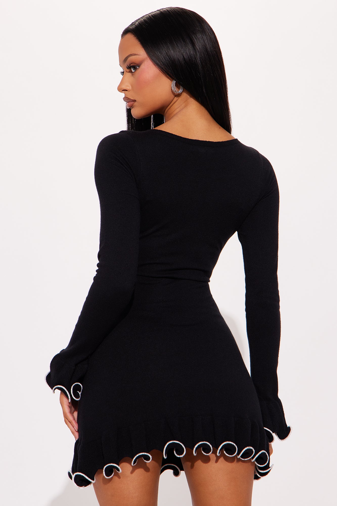 Showing Off Sweater Mini Dress - Black
