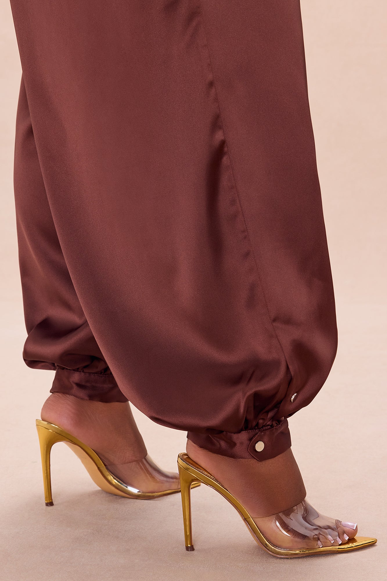 Sylvie Balloon Pant Satin Jumpsuit - Chocolate