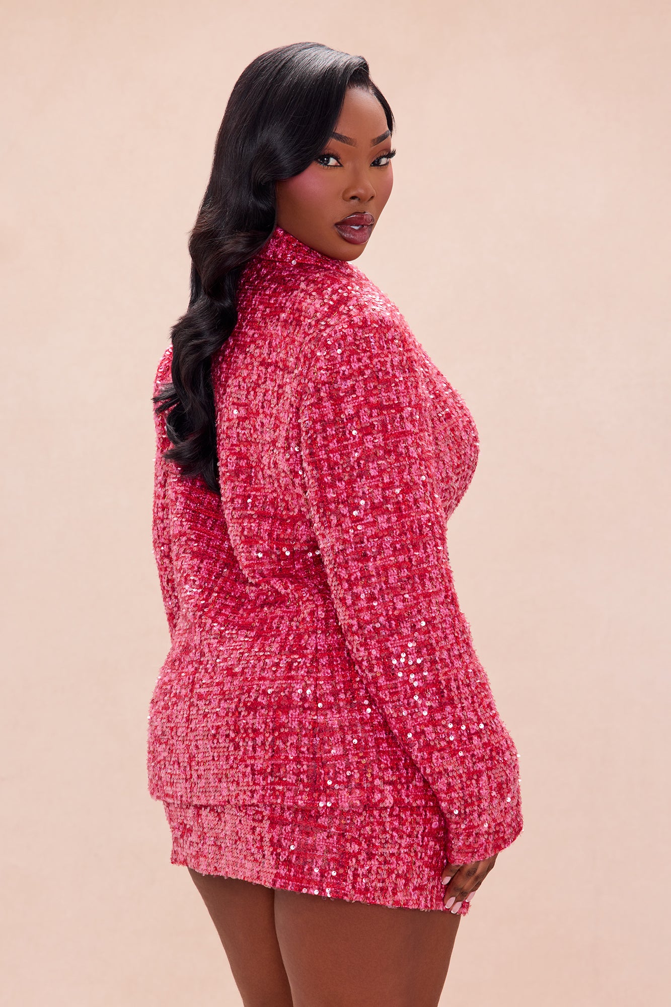 Margot Embellished Tweed Blazer - Hot Pink
