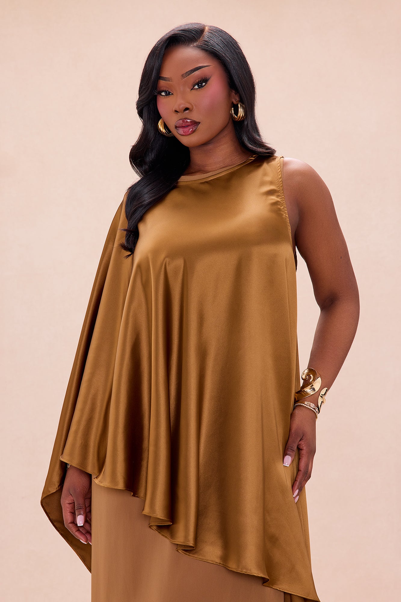 Cosmia Satin Maxi Dress - Mocha