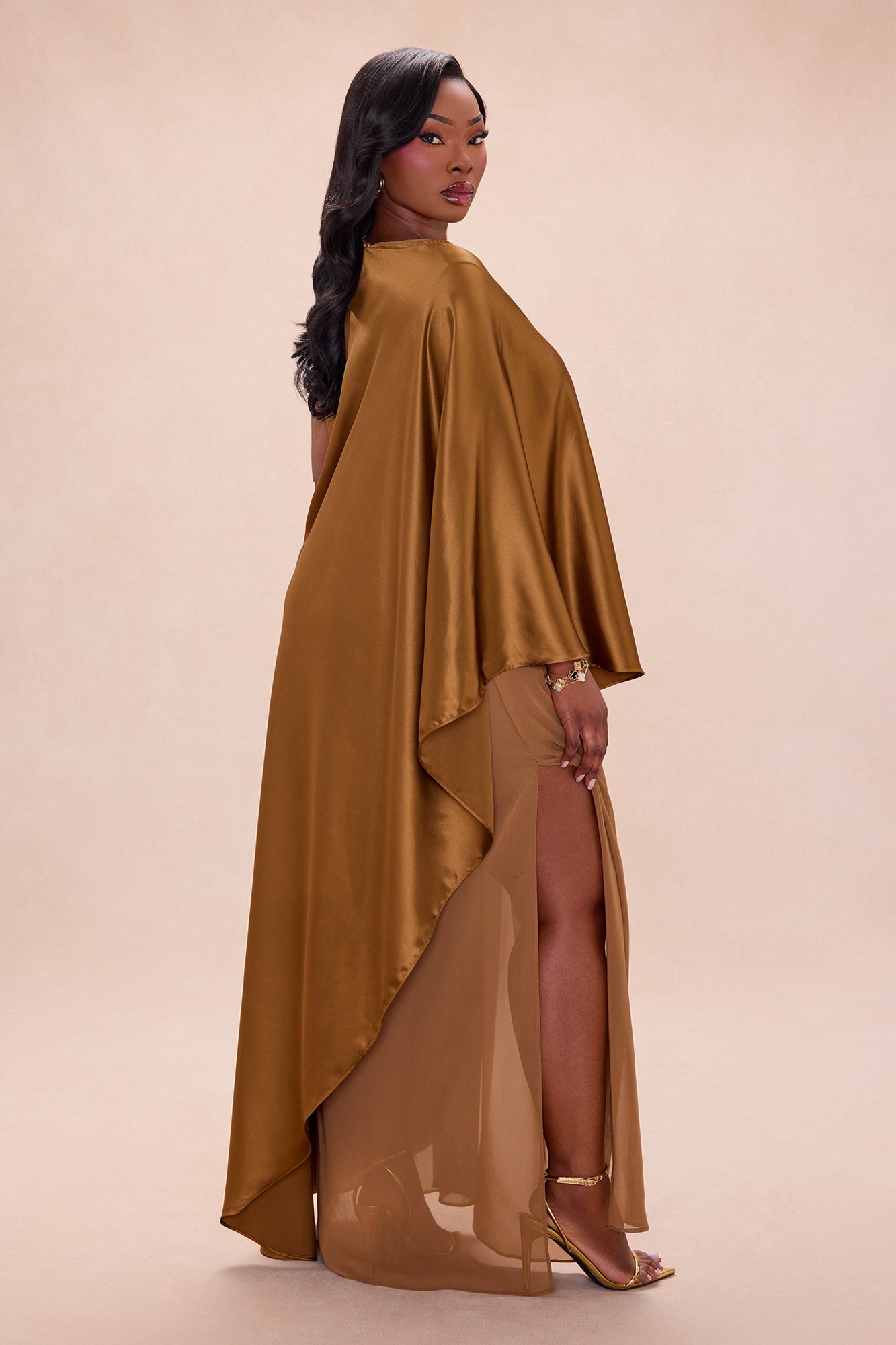 Cosmia Satin Maxi Dress - Mocha