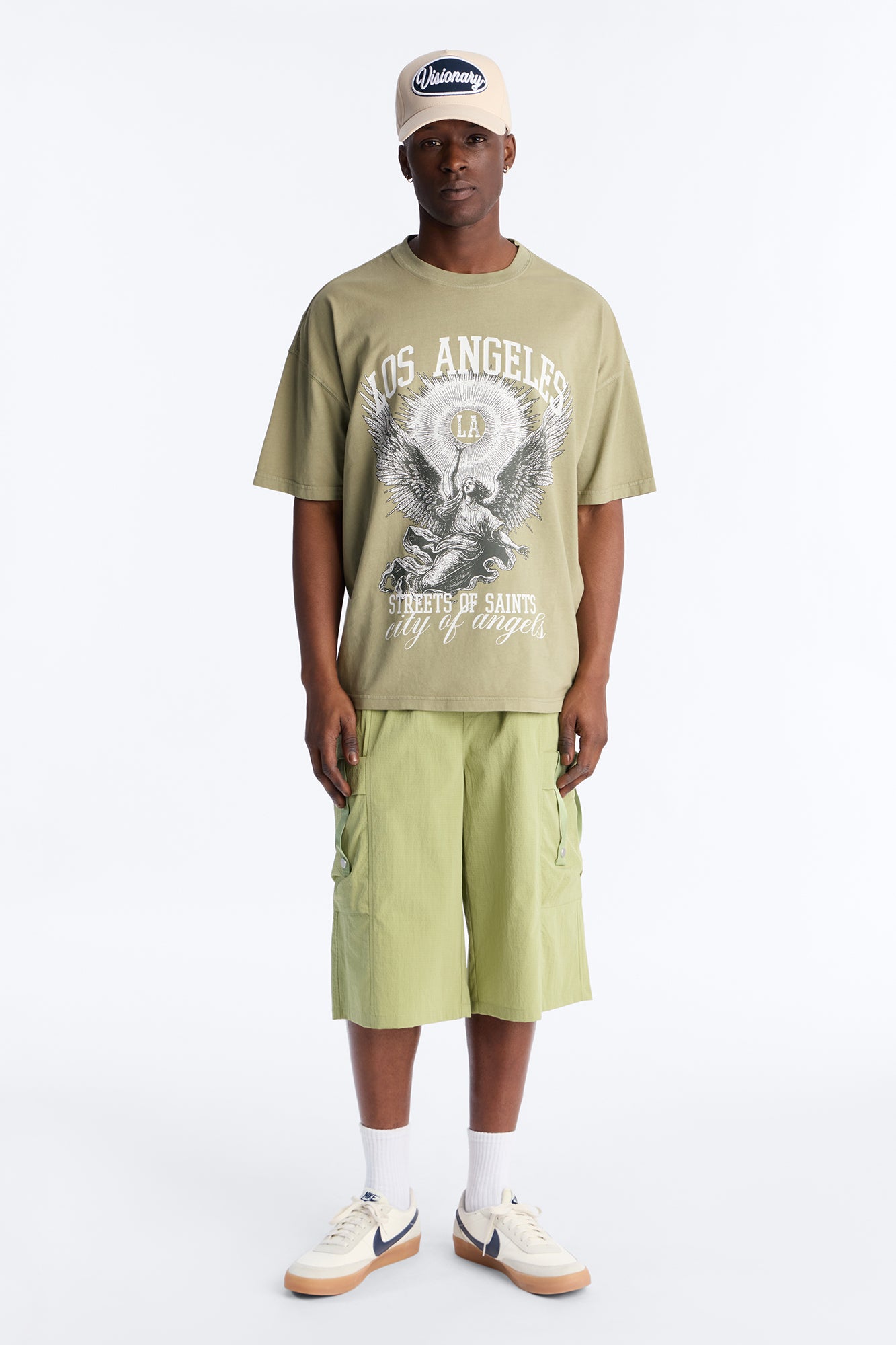 LA Street Saints Oversized Short Sleeve Tee - Olive