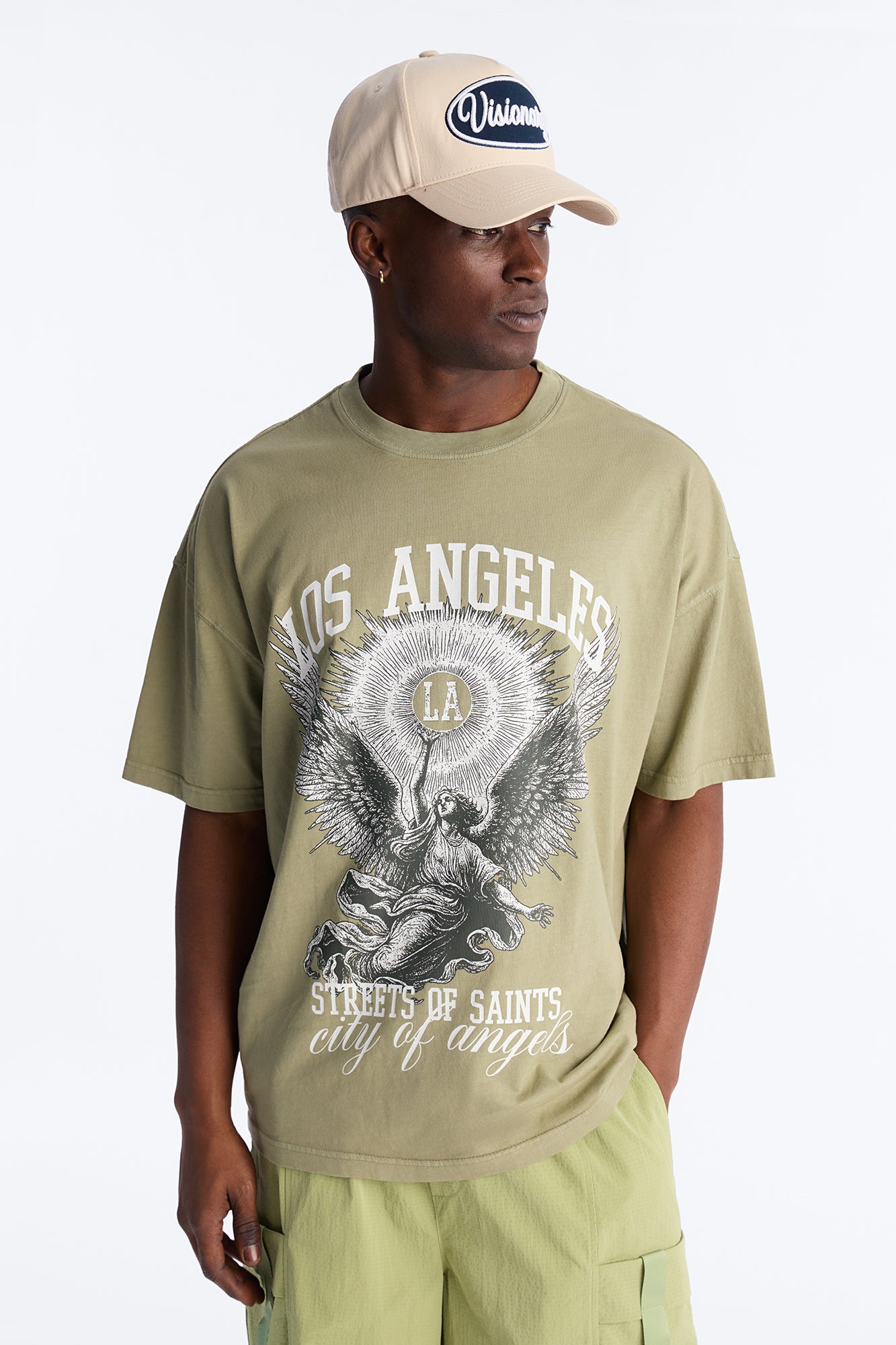 LA Street Saints Oversized Short Sleeve Tee - Olive